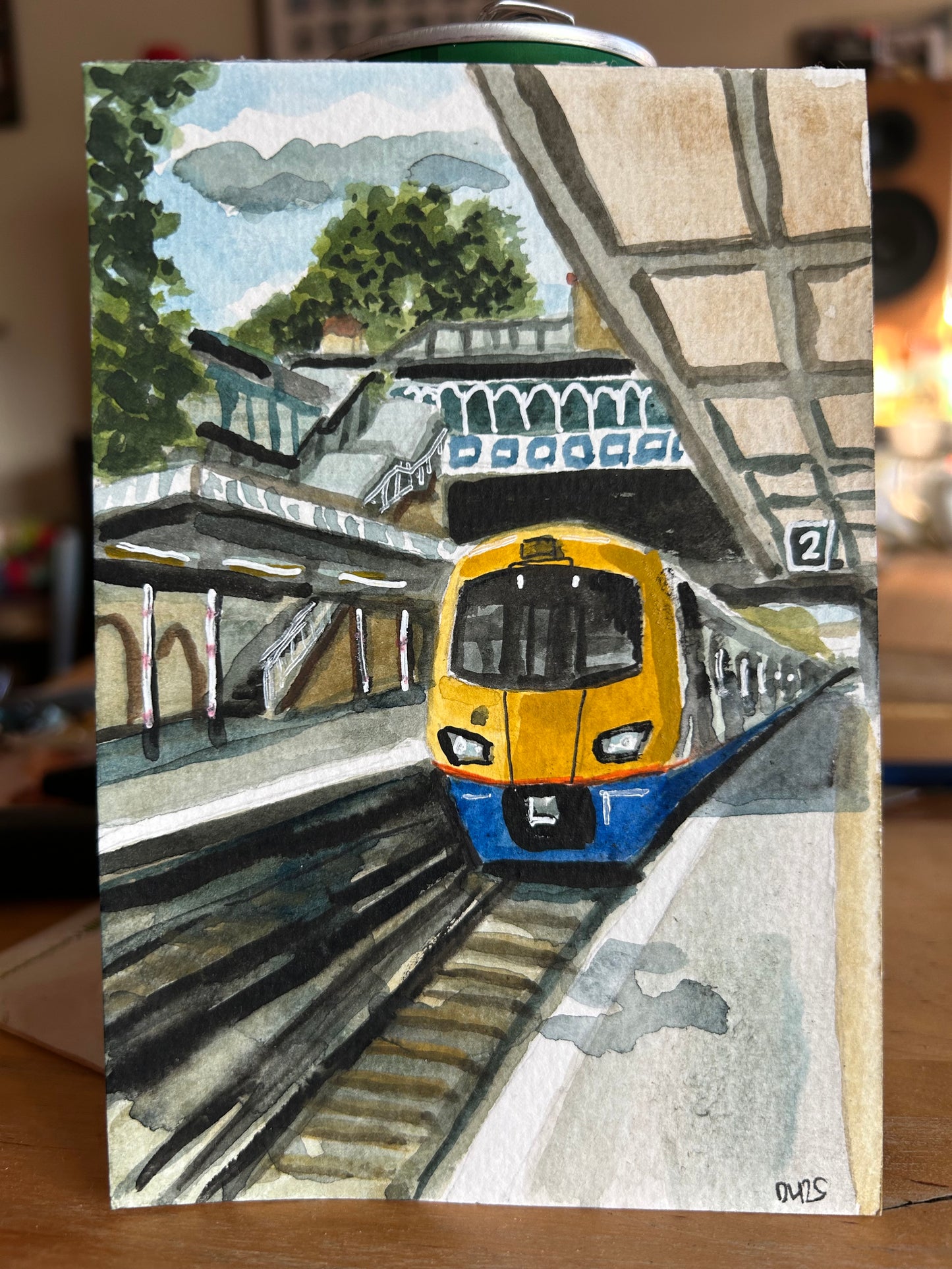 Denmark Hill Overground Station. London. Postcard painting. Watercolour.