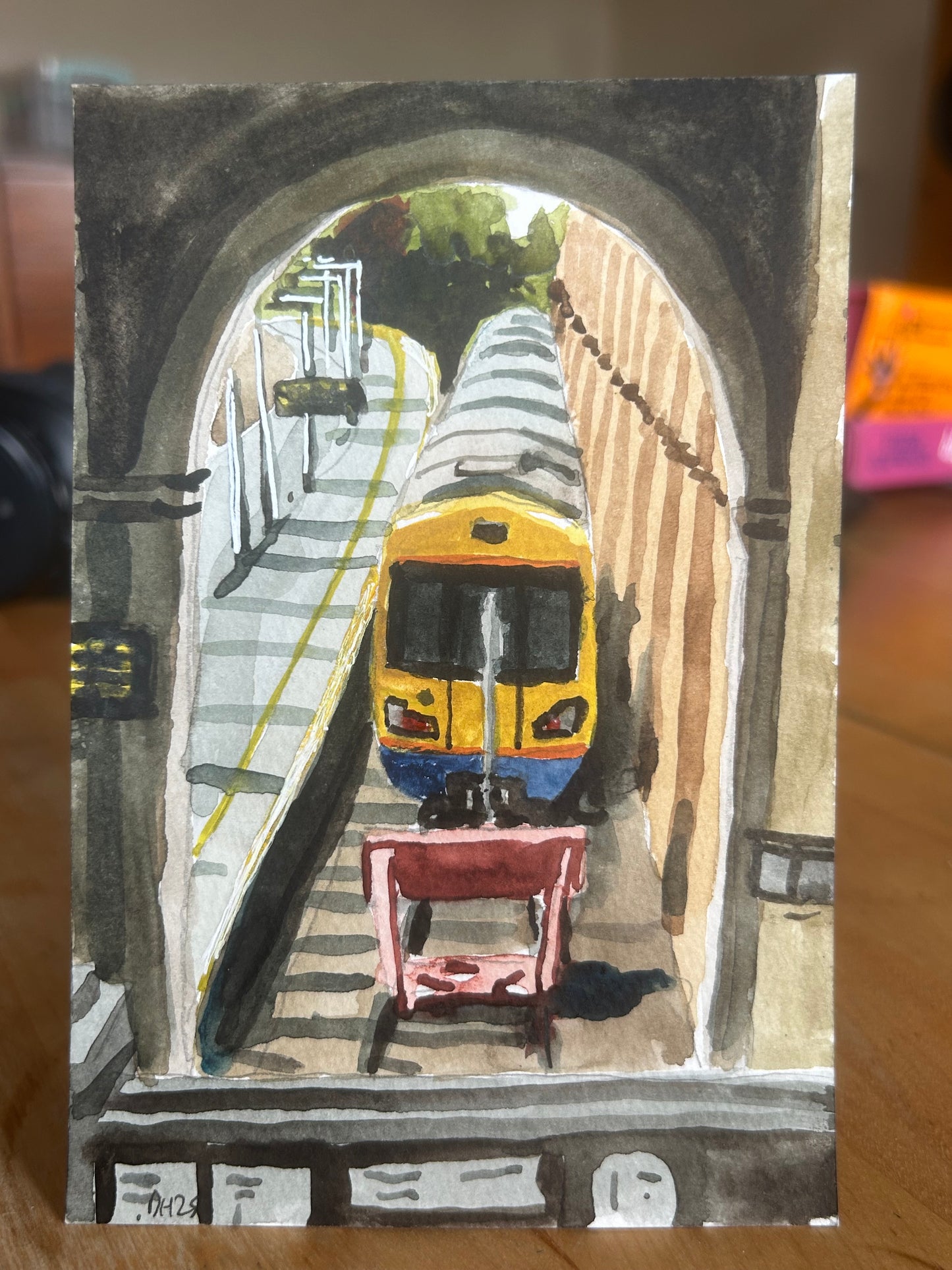 Crystal Palace Overground Station 1/3. London. Postcard painting. Watercolour.