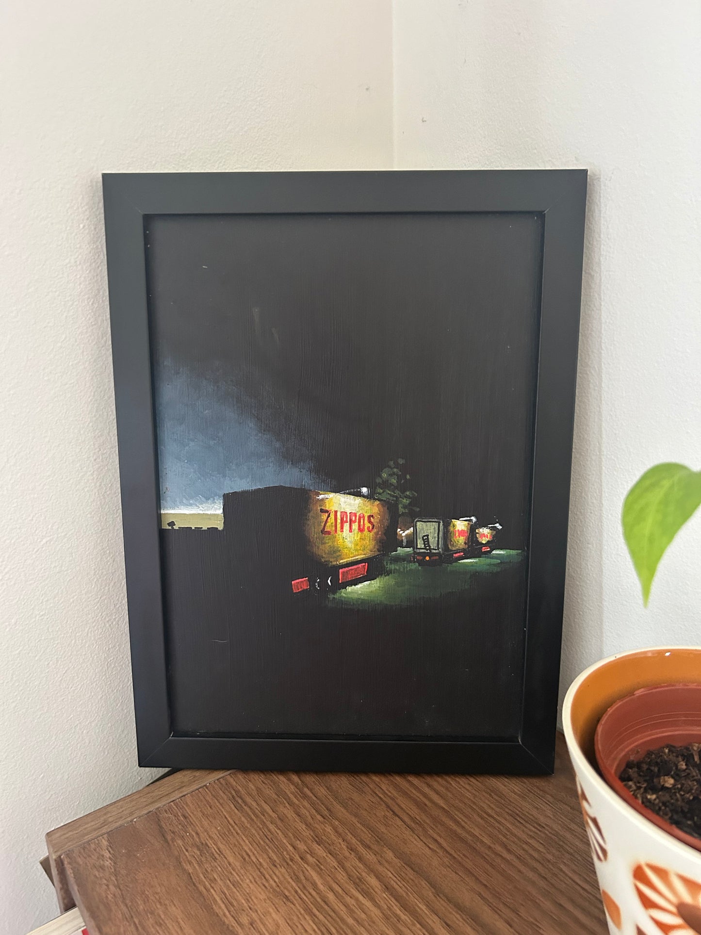 ‘I can’’t remember who said it’ A4 night painting. Acrylic on board. Framed. Fun Fair 2024 26