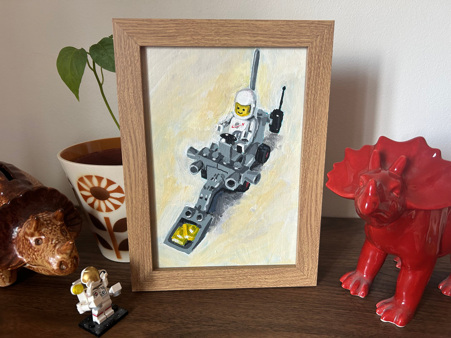 ‘I Will Dig Deeper’ Lego 1980 set 6821. A5 painting. Acrylic on board. Framed. 2025