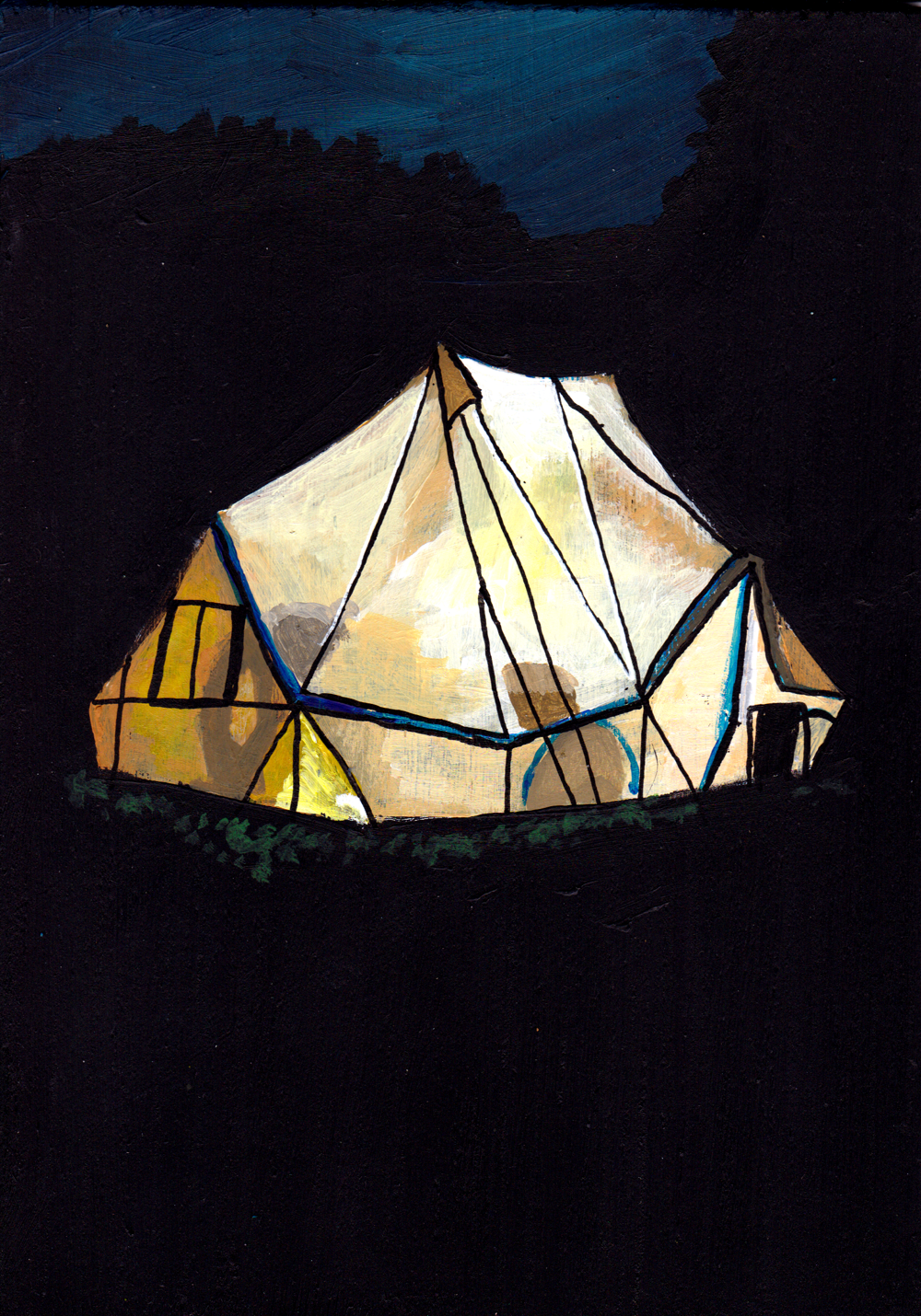 ‘I can’t tell anyone. Nobody would believe me.’ A5 night painting. Acrylic on board. Framed. 2025 27