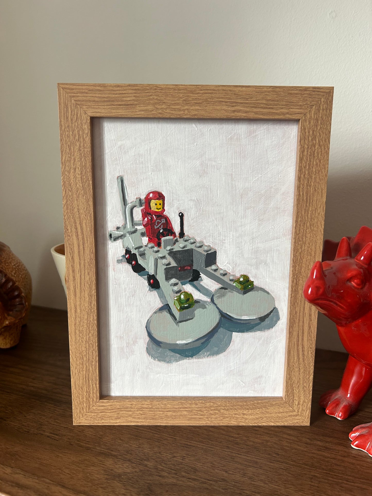 ‘I Will Find You’ Lego 1980 set 6841. A5 painting. Acrylic on board. Framed. 2025
