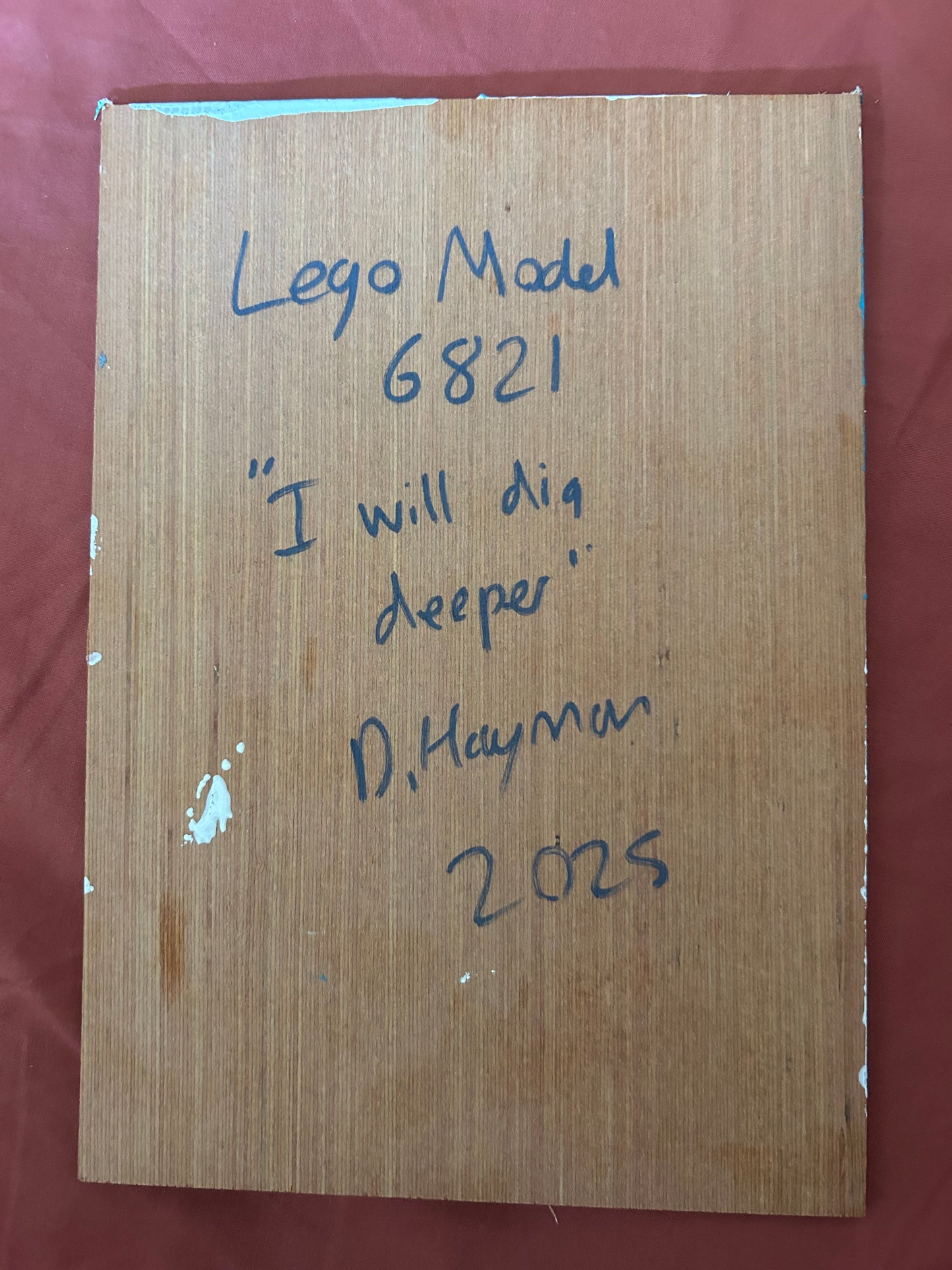 ‘I Will Dig Deeper’ Lego 1980 set 6821. A5 painting. Acrylic on board. Framed. 2025