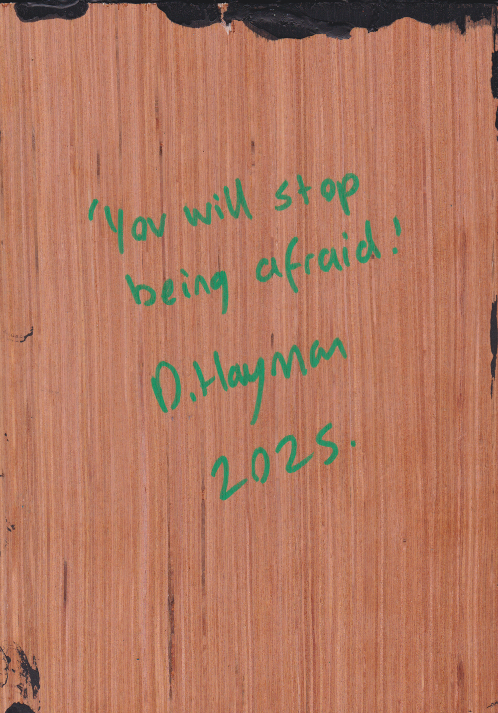 ‘You will stop being afraid’ A5 night painting. Acrylic on board. Framed. 2025 28