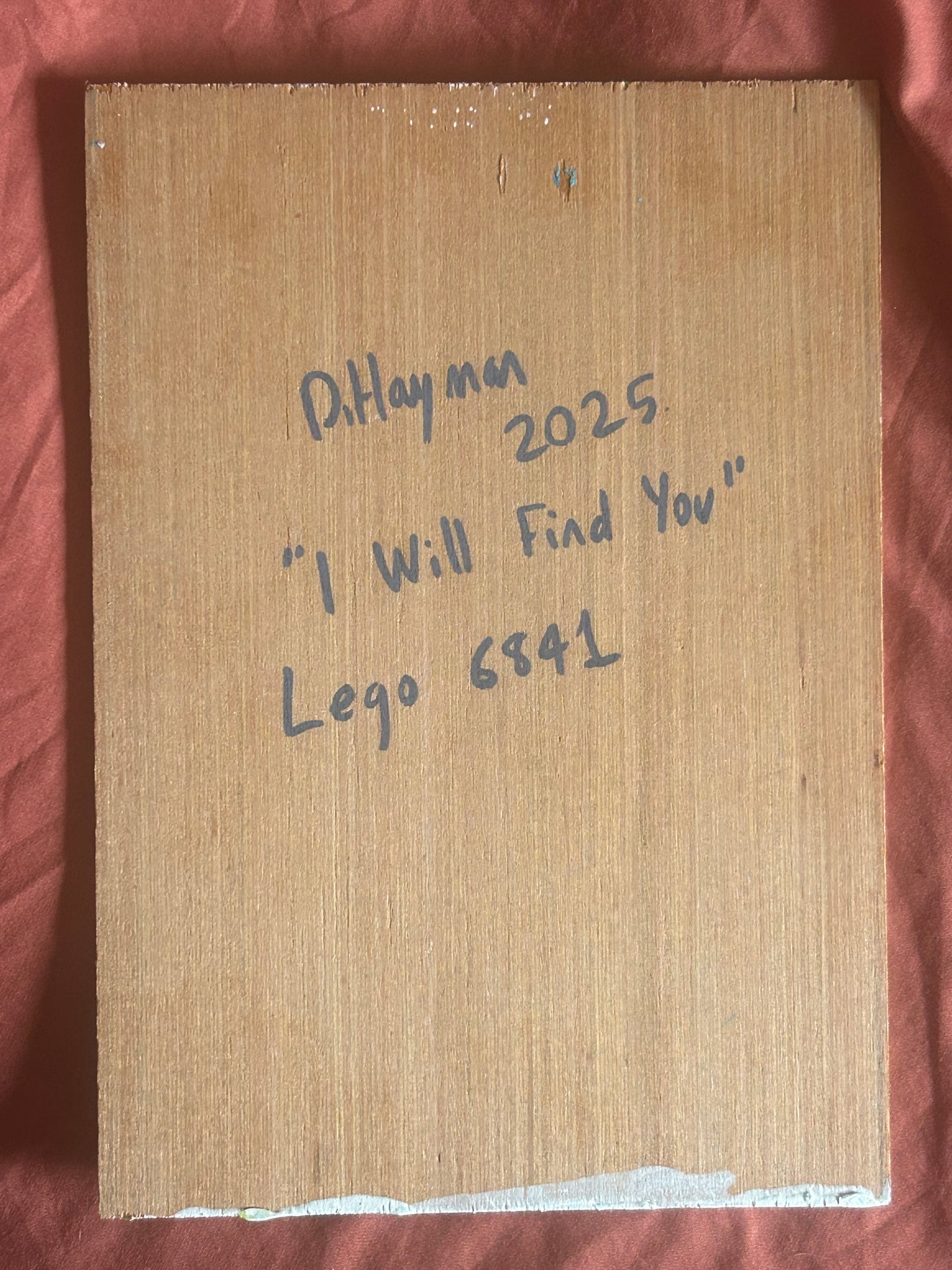 ‘I Will Find You’ Lego 1980 set 6841. A5 painting. Acrylic on board. Framed. 2025