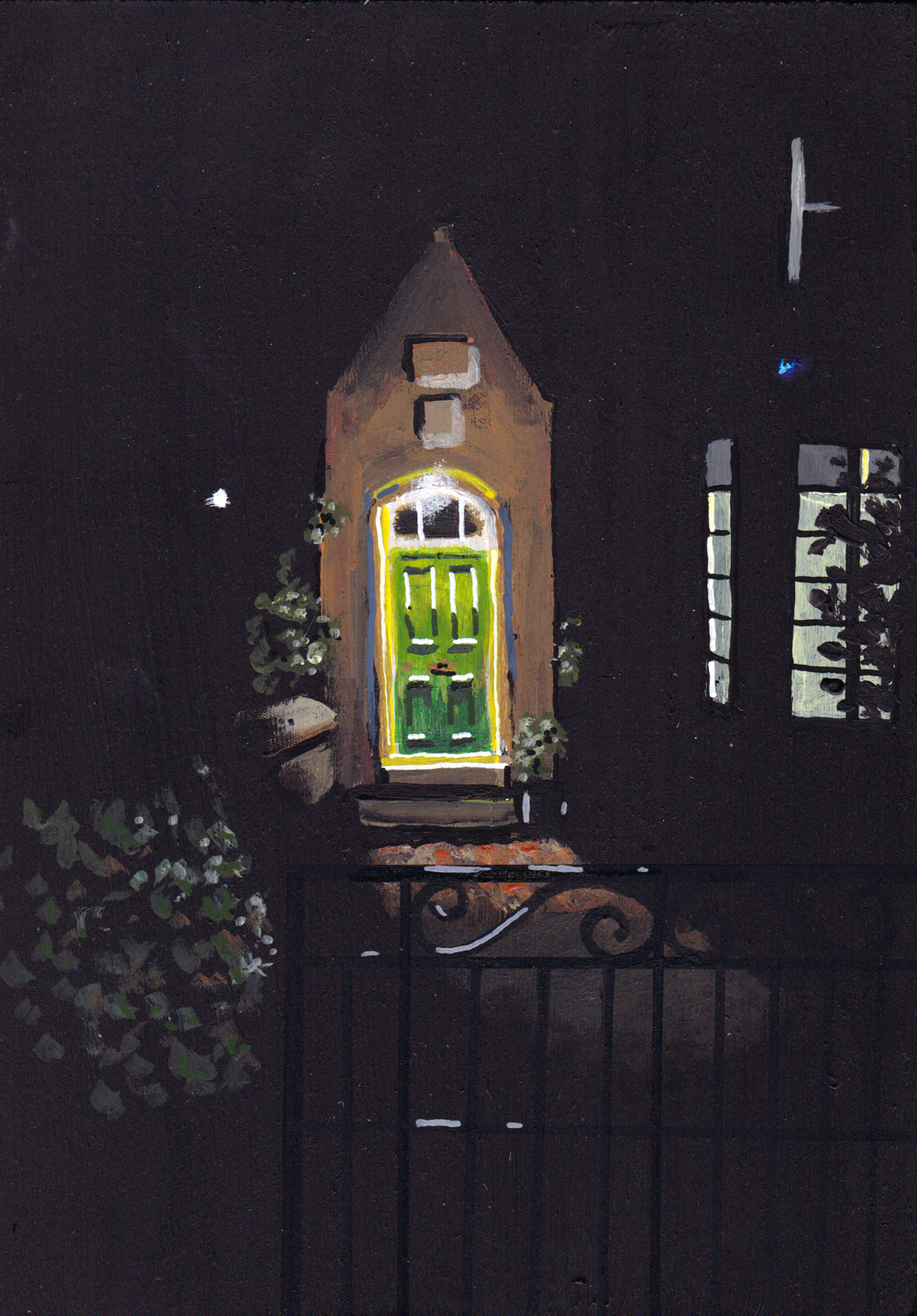 ‘I Was Failing to Remember’ A5 night painting. Acrylic on board. Framed. 2025 09