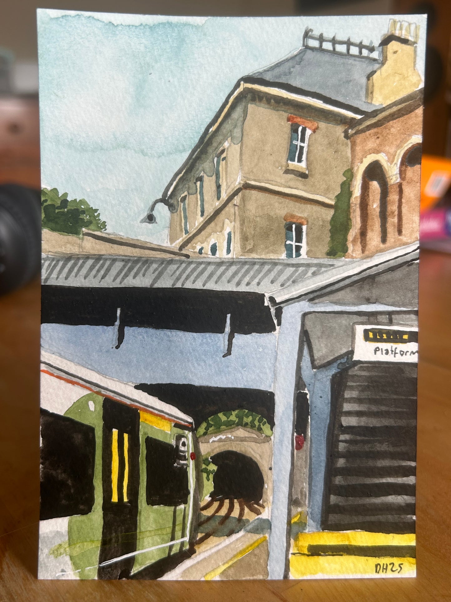 Crystal Palace Overground Station 3/3. London. Postcard painting. Watercolour.
