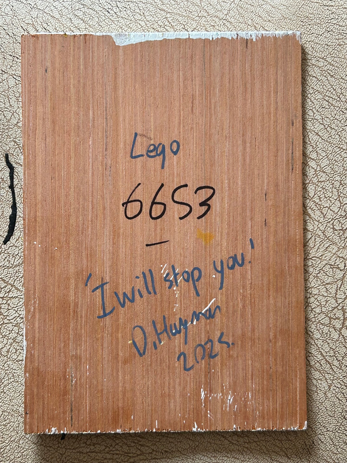 ‘I Will Stop You’. Lego 1980 set 6653. A5 painting. Acrylic on board. Framed. 2025