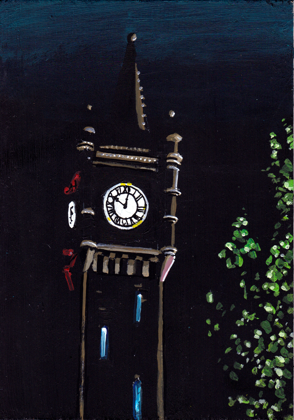 ‘I will burst I promise you.’ A5 night painting. Acrylic on board. Framed. 2025 25