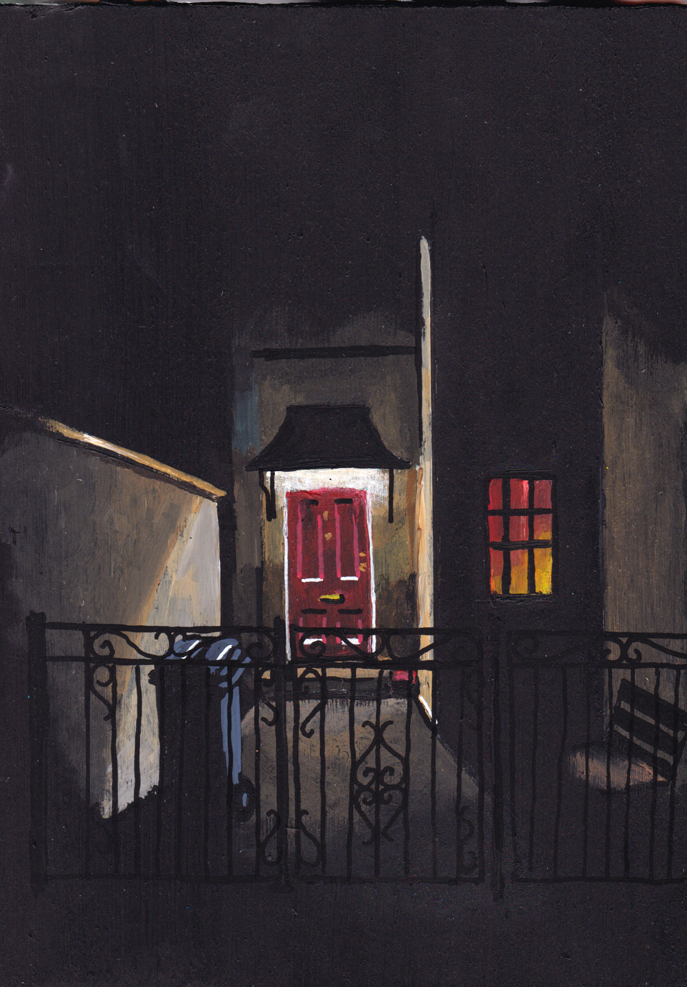 ‘It Was Supposed to be Tonight’ A5 night painting. Acrylic on board. Framed. 2025 06