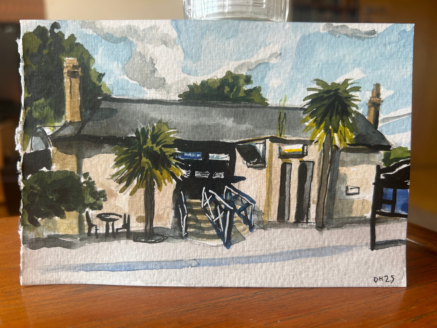 Kew Gardens Underground Station. London. Postcard painting. Watercolour.