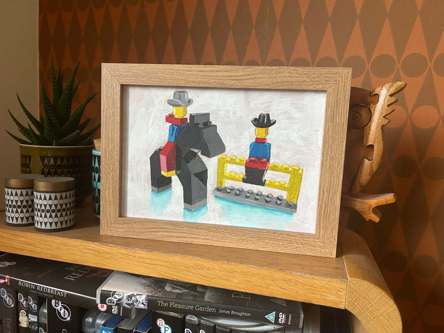 ‘We Will Remember’. Lego 1977 set 617. A5 painting. Acrylic on board. Framed. 2025