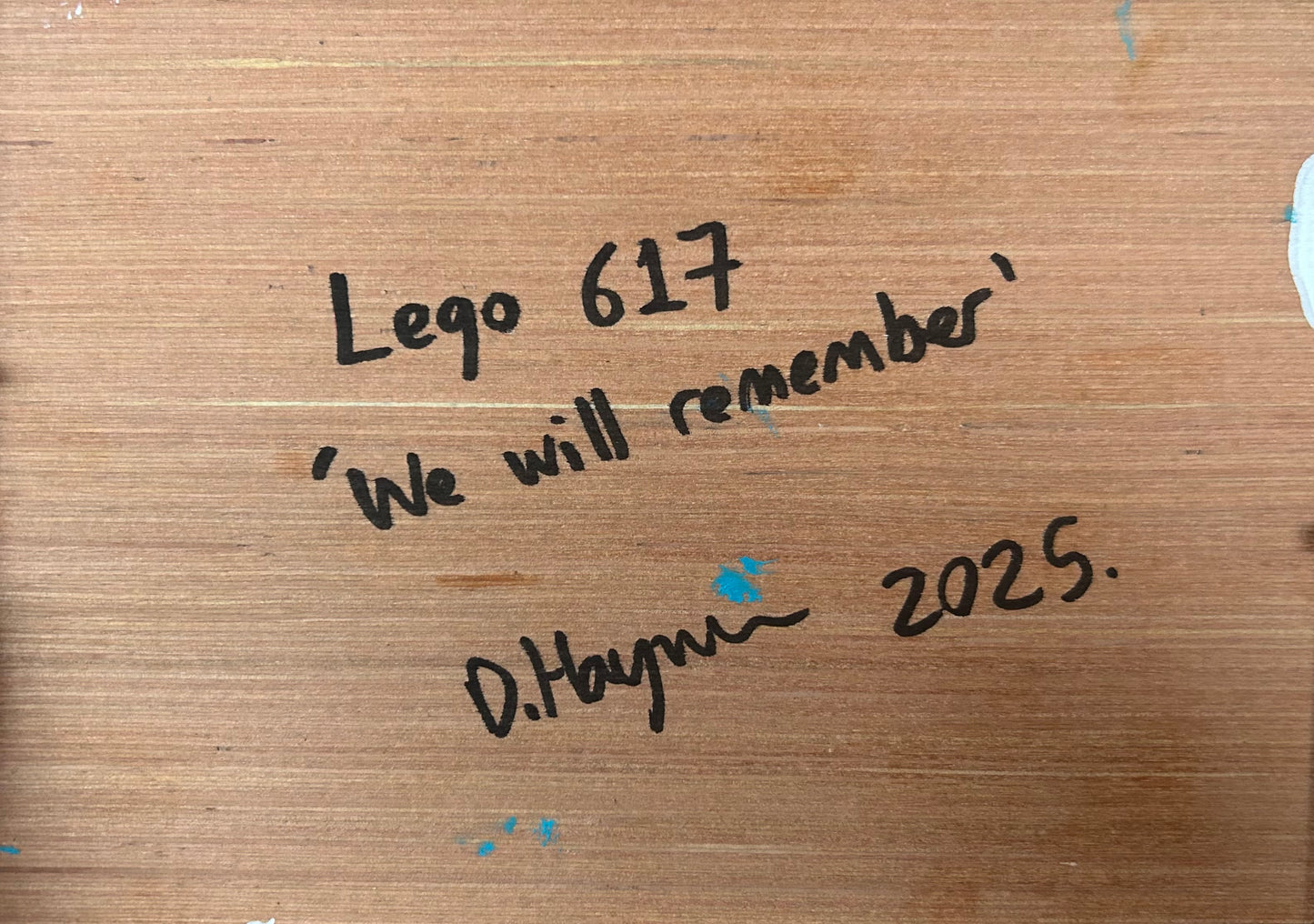 ‘We Will Remember’. Lego 1977 set 617. A5 painting. Acrylic on board. Framed. 2025