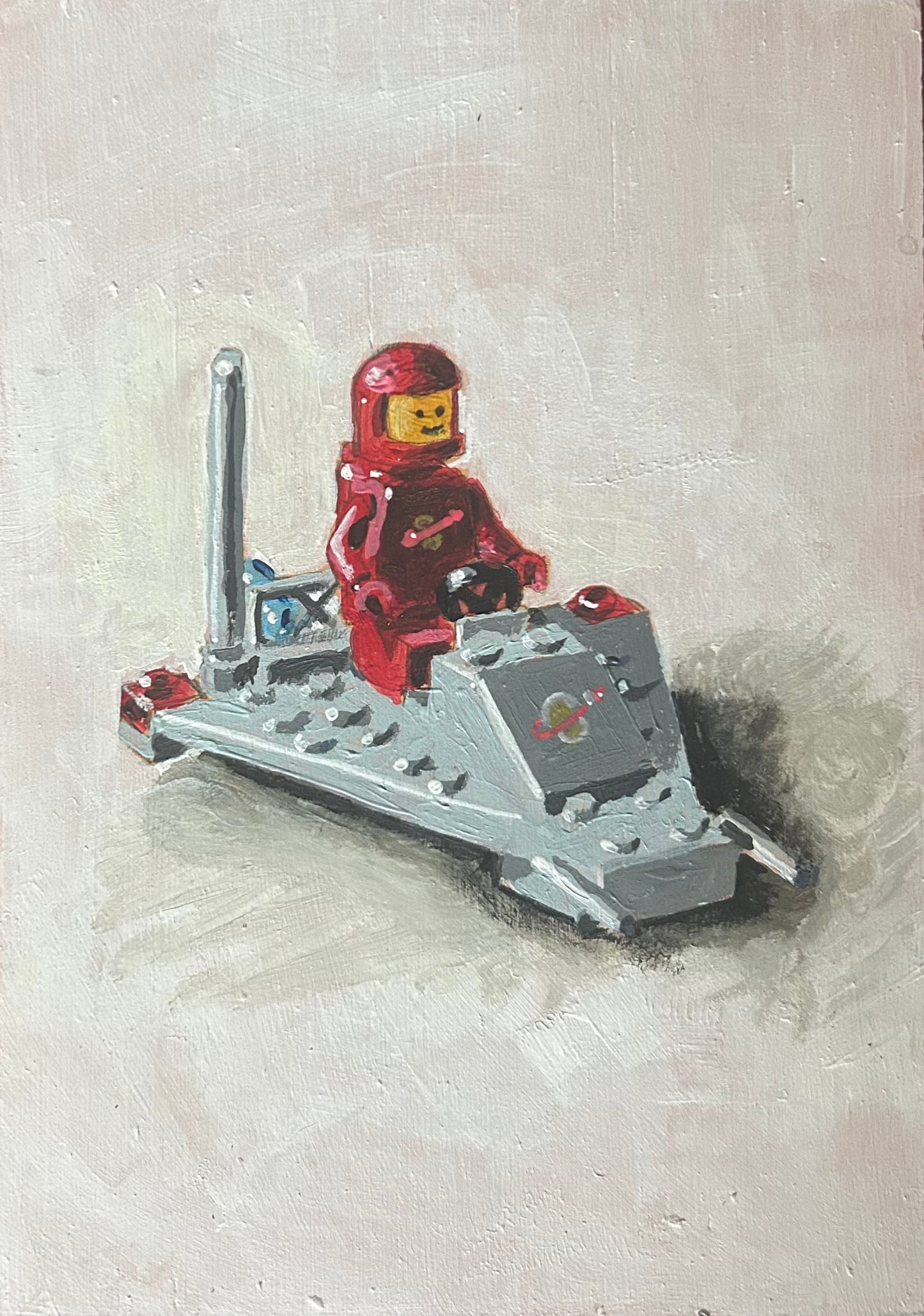 ‘I Will Come Back’ Lego 1979 set 885. A5 painting. Acrylic on board. Framed. 2025