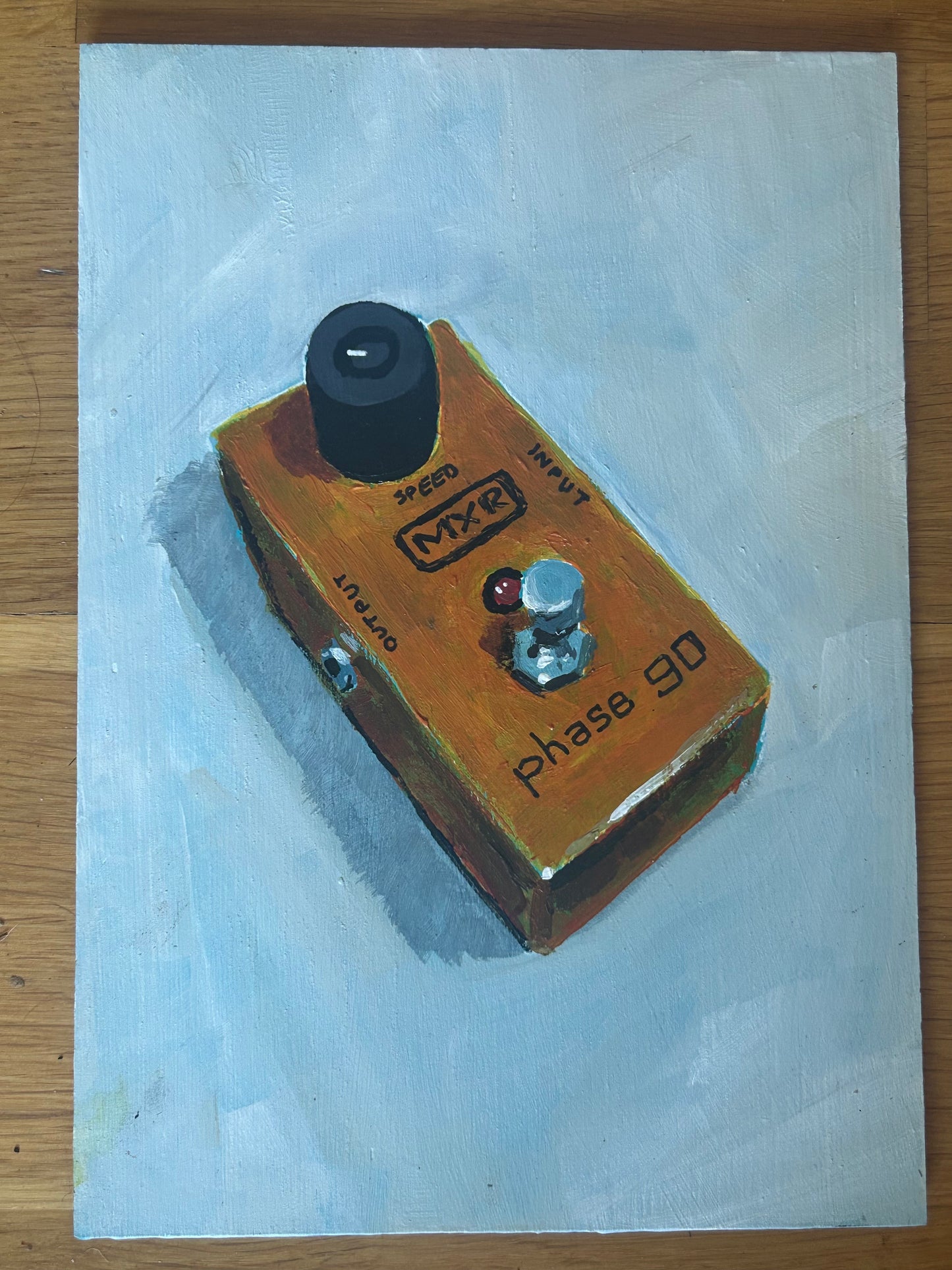 MXR Phase 90 guitar effects pedal. Painting of guitar effects pedal. Acrylic on board. Framed. 2025