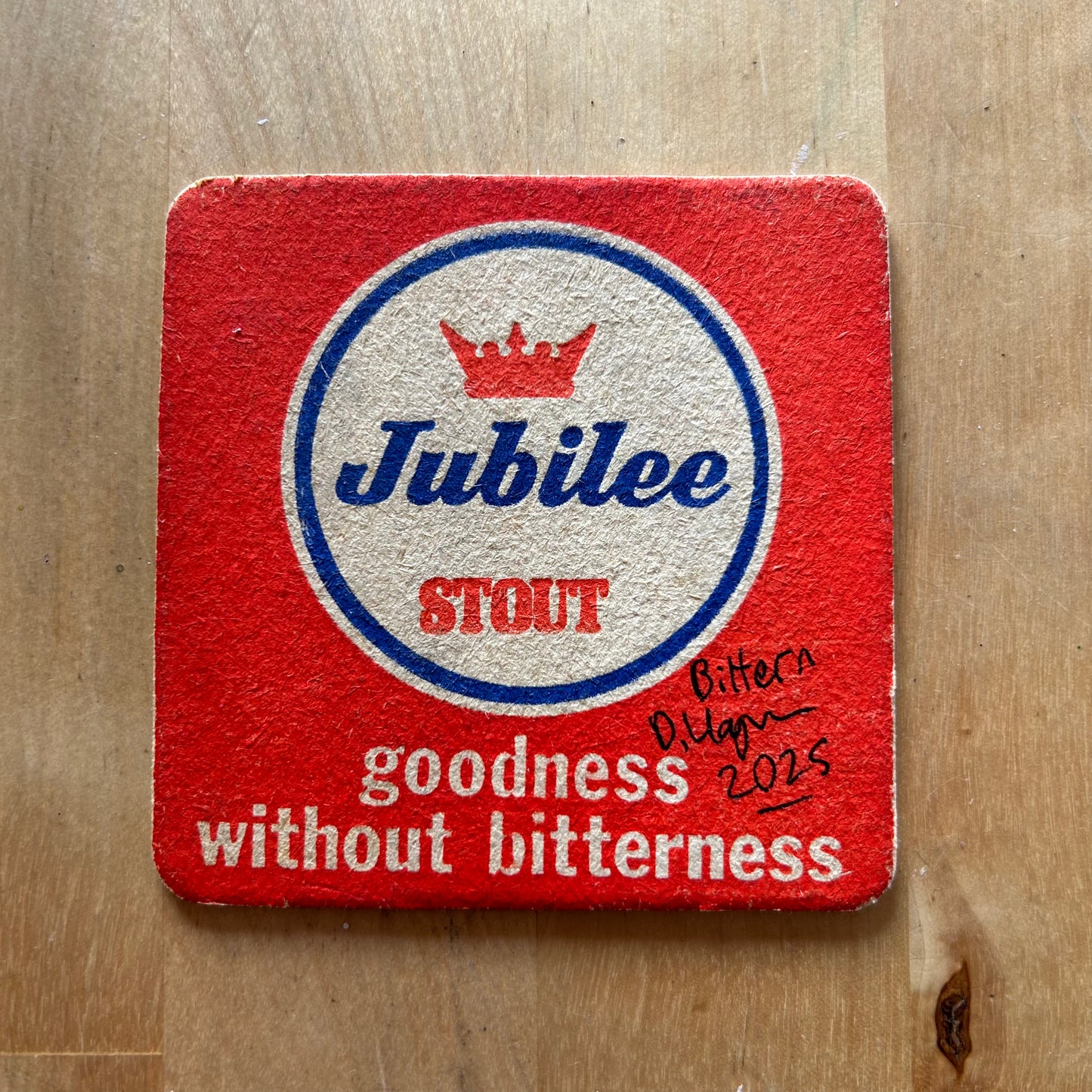 A Bittern painted onto a Jubilee beer mat from the 1960s. Beermat painting. Watercolour.