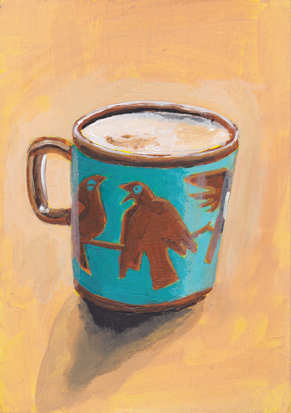 Coffee 001 A5 painting. Acrylic on board. Framed. 2025