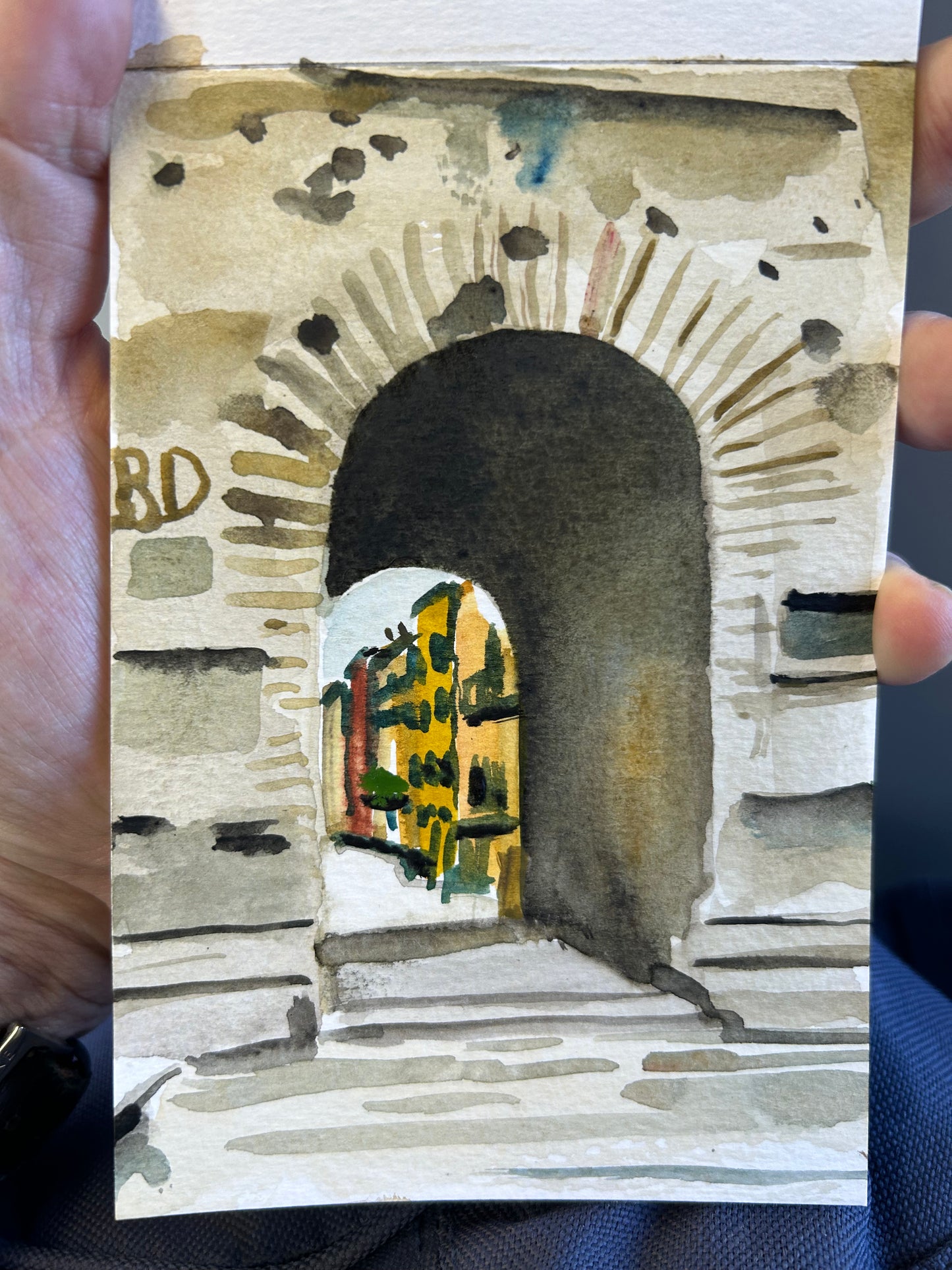 Torres De Serrano, Valencia. Postcard painting.