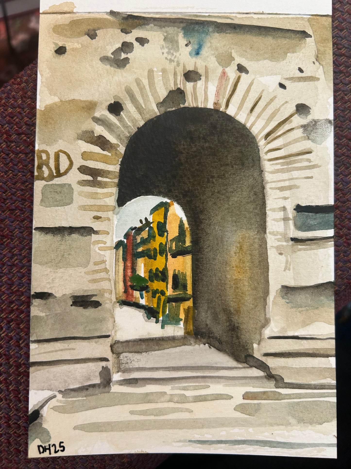 Torres De Serrano, Valencia. Postcard painting.