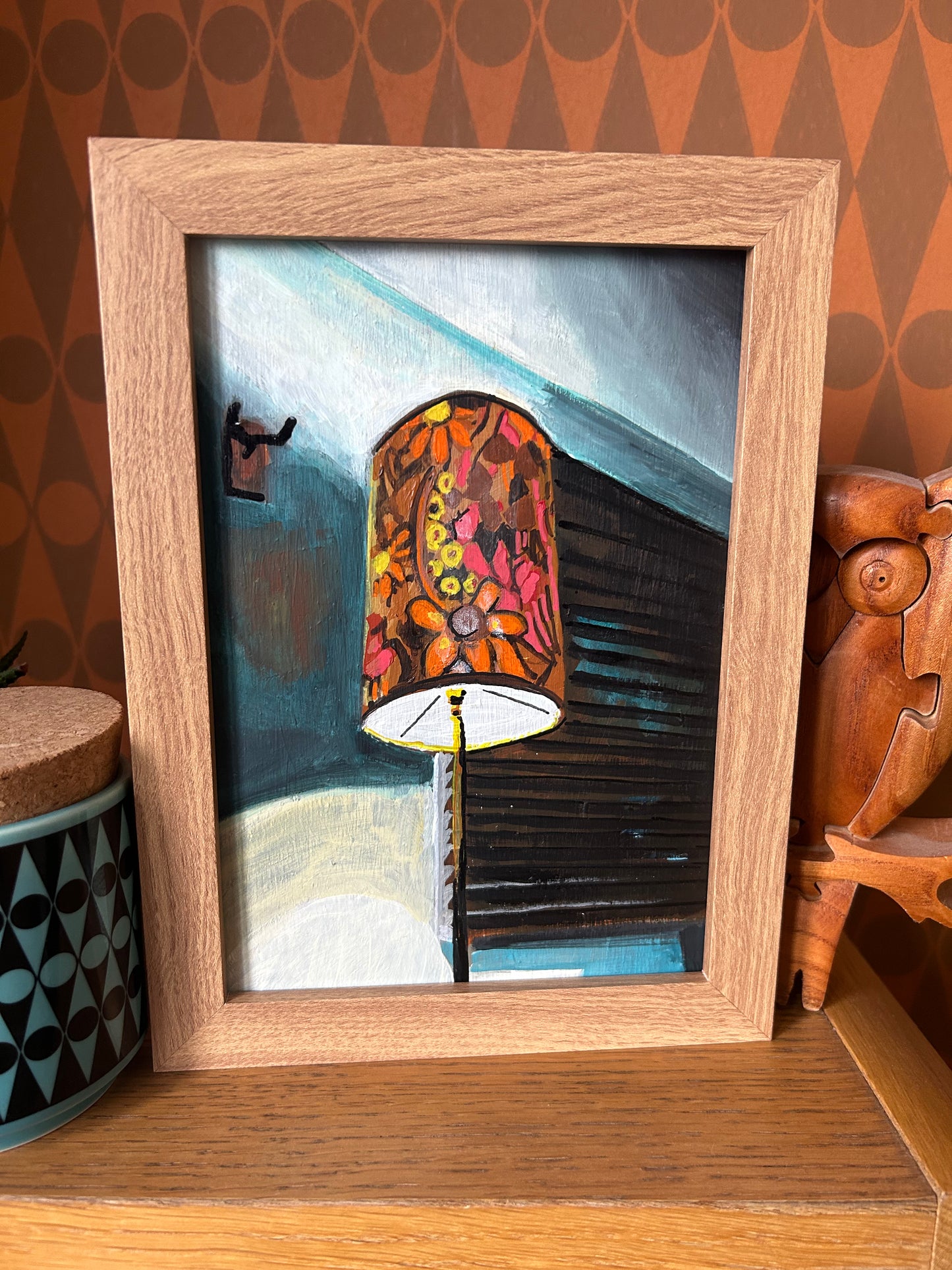 ‘I Won’t Burn Bright’. A5 painting. Acrylic on board. Framed. 2025