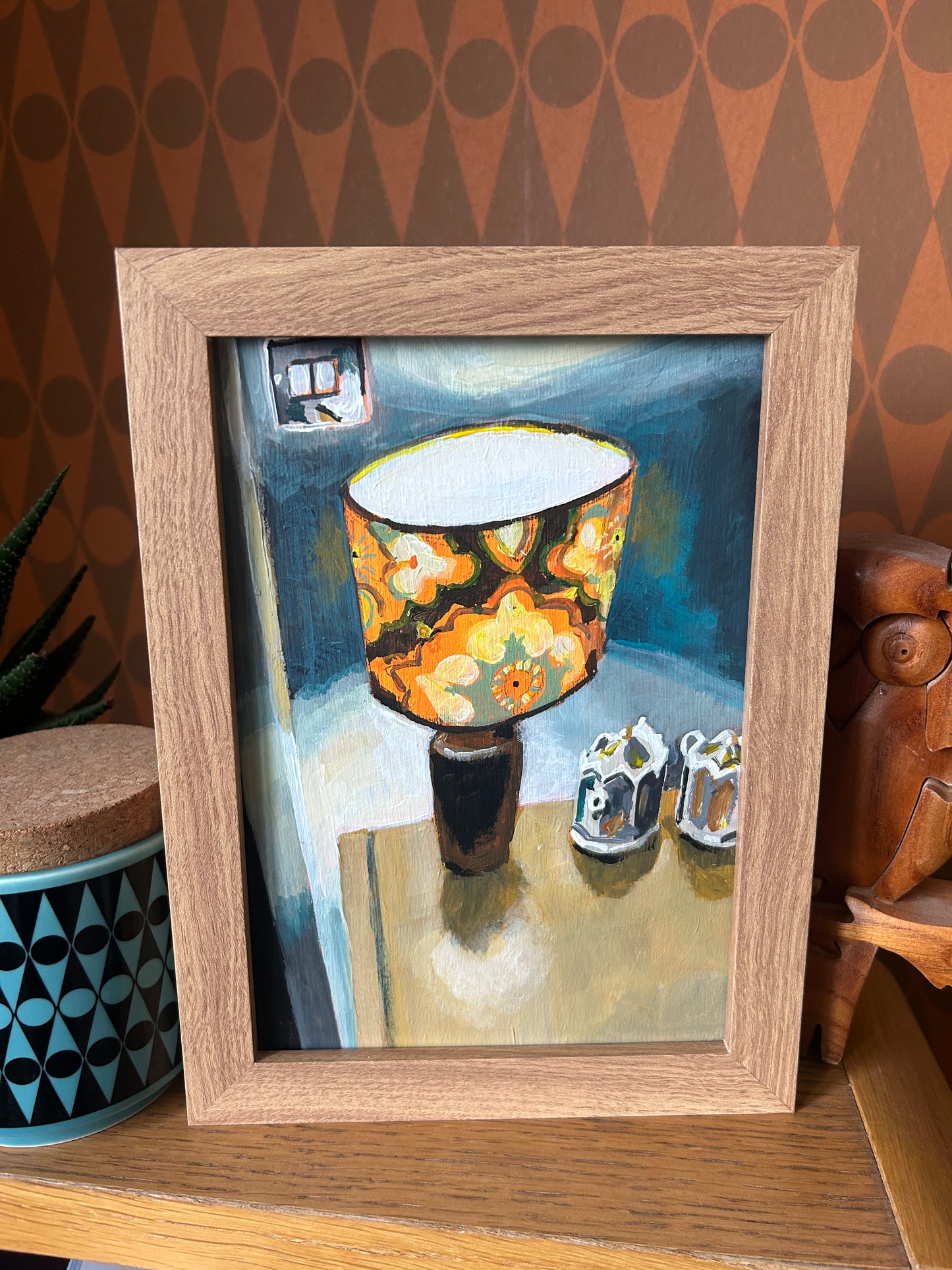 ‘Don’t Worry About Being Blessed’ A5 painting. Acrylic on board. Framed. 2025