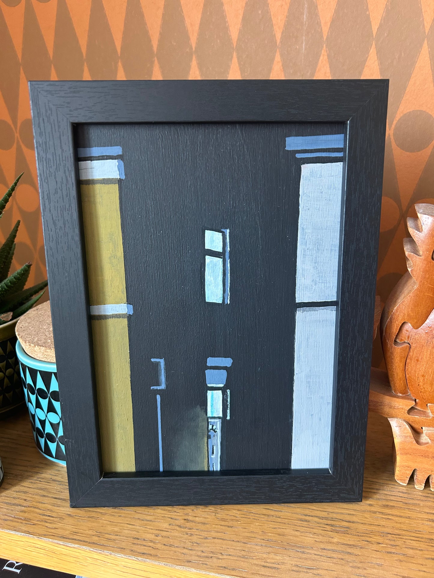 ‘Only if we will be ok after’ A5 night painting. Acrylic on board. Framed. 2025 22