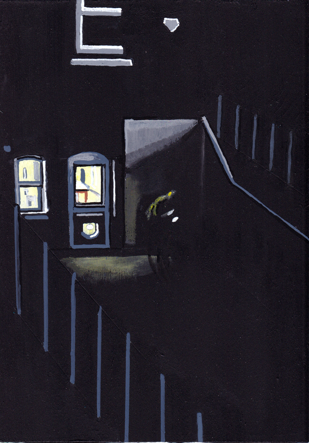 ‘There is just one thing’ A5 night painting. Acrylic on board. Framed. 2025 23