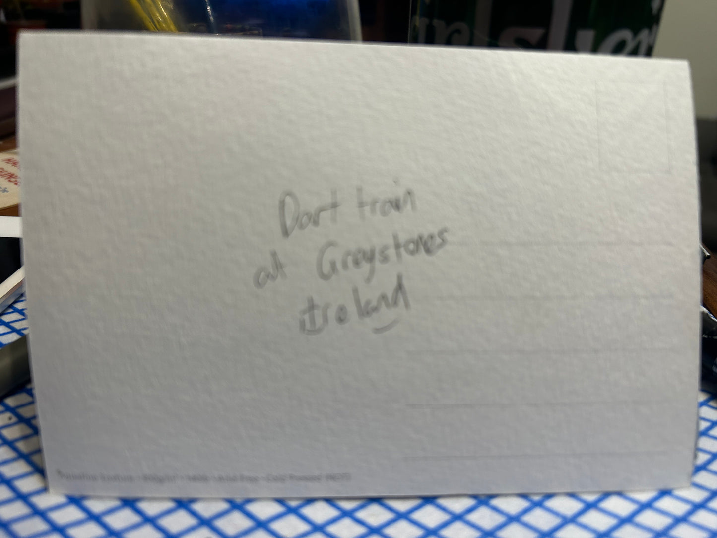 Postcard painting of the Dart Train at Greystones, Ireland