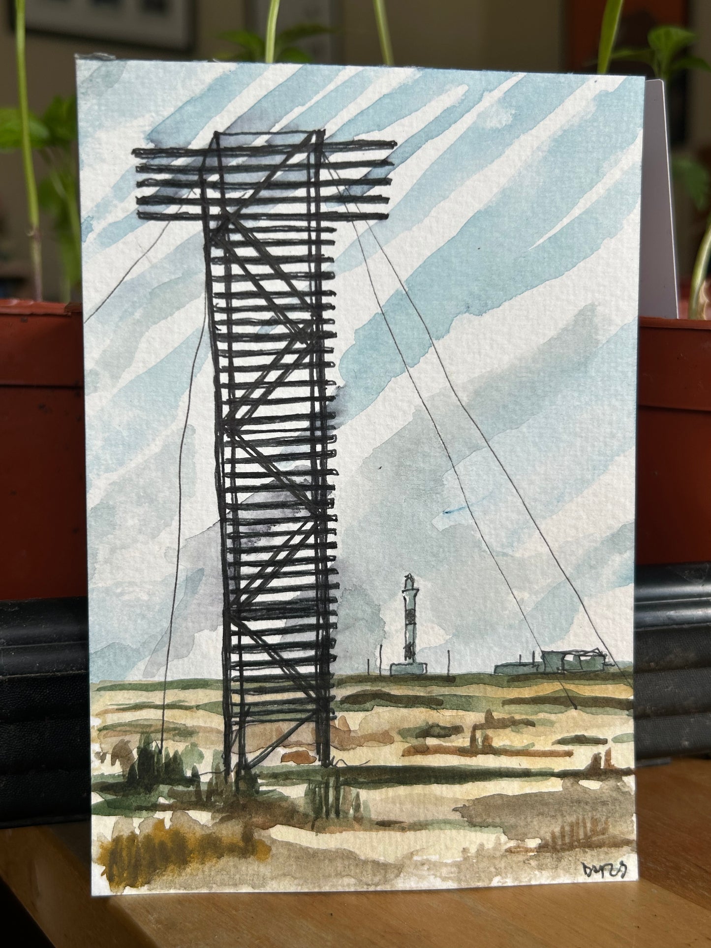 Dungeness, Kent. Postcard painting.
