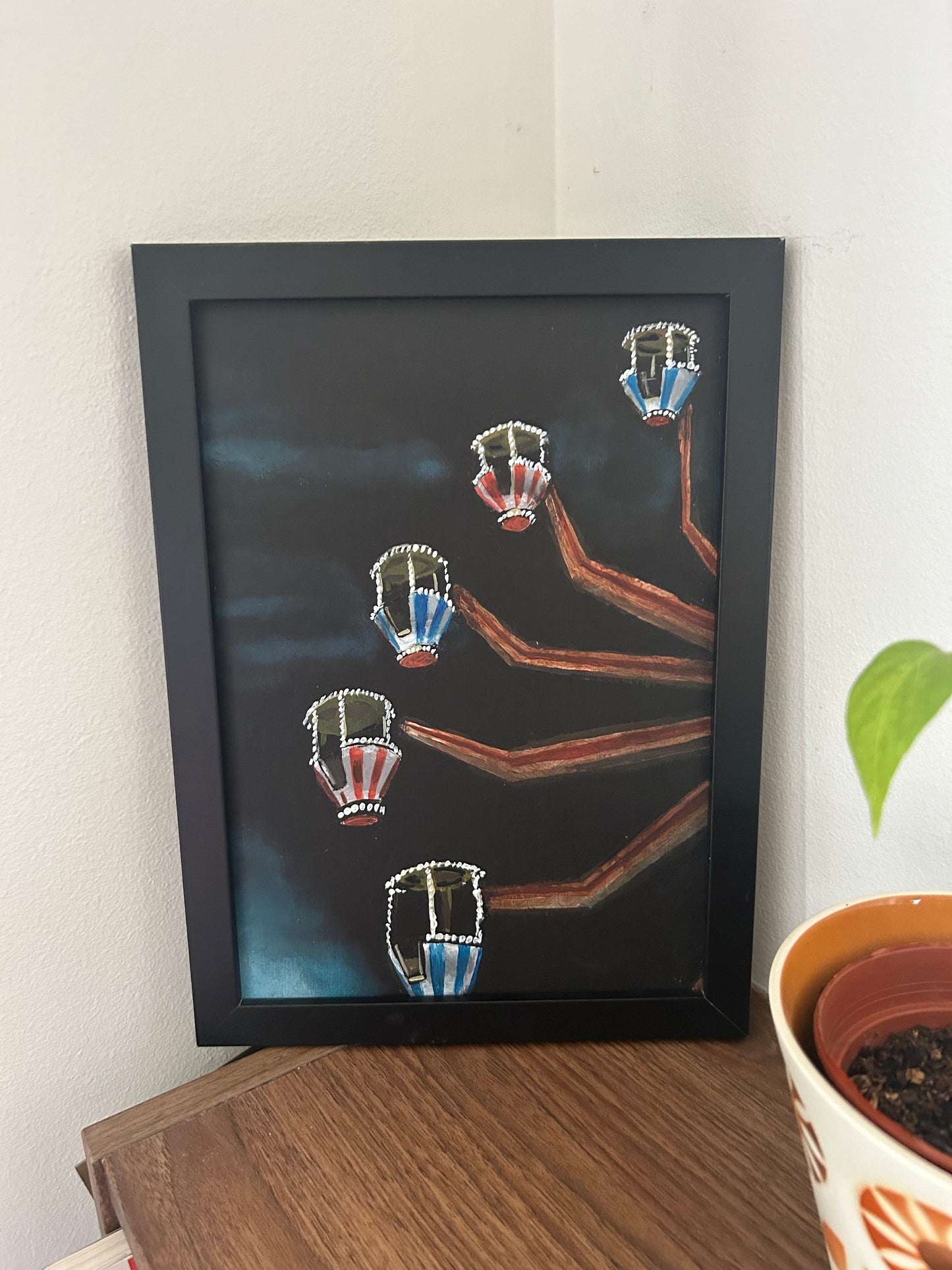 ‘I am not allowed’ A4 night painting. Acrylic on board. Framed. Fun Fair 2024 30