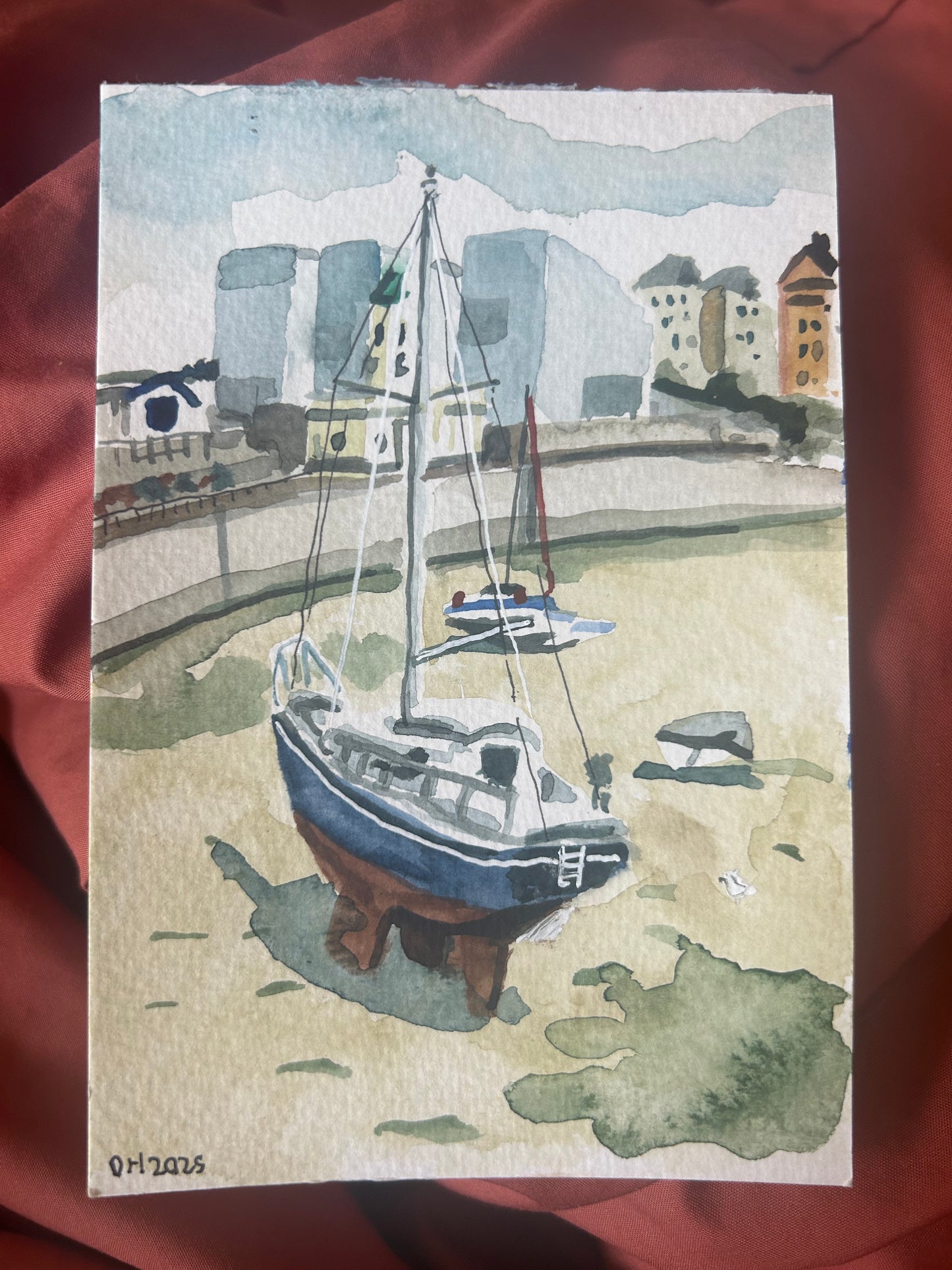 Margate. View of Turner gallery and boat from the end of the harbour arm. Painted on site (Au Plein Air)