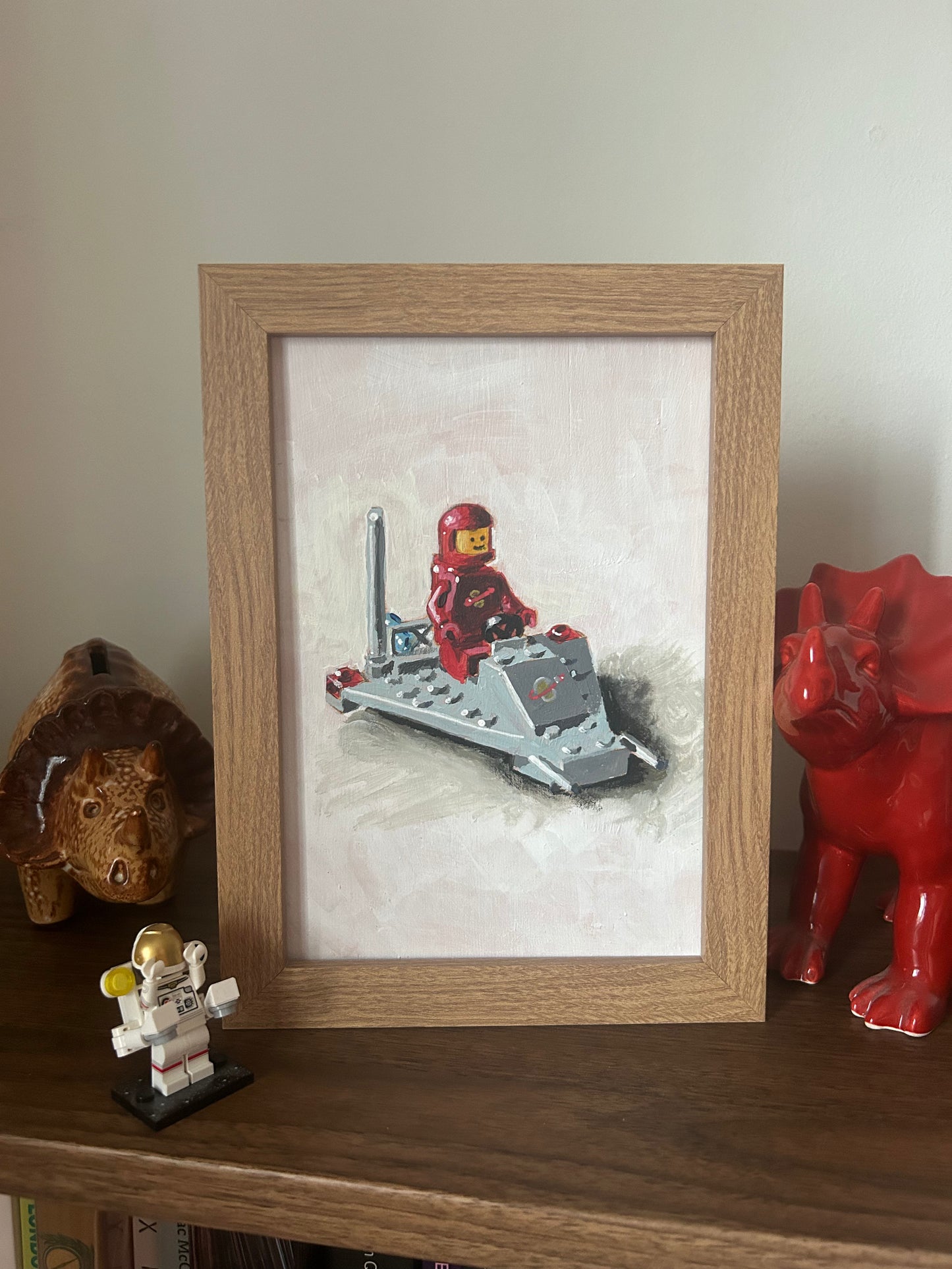 ‘I Will Come Back’ Lego 1979 set 885. A5 painting. Acrylic on board. Framed. 2025