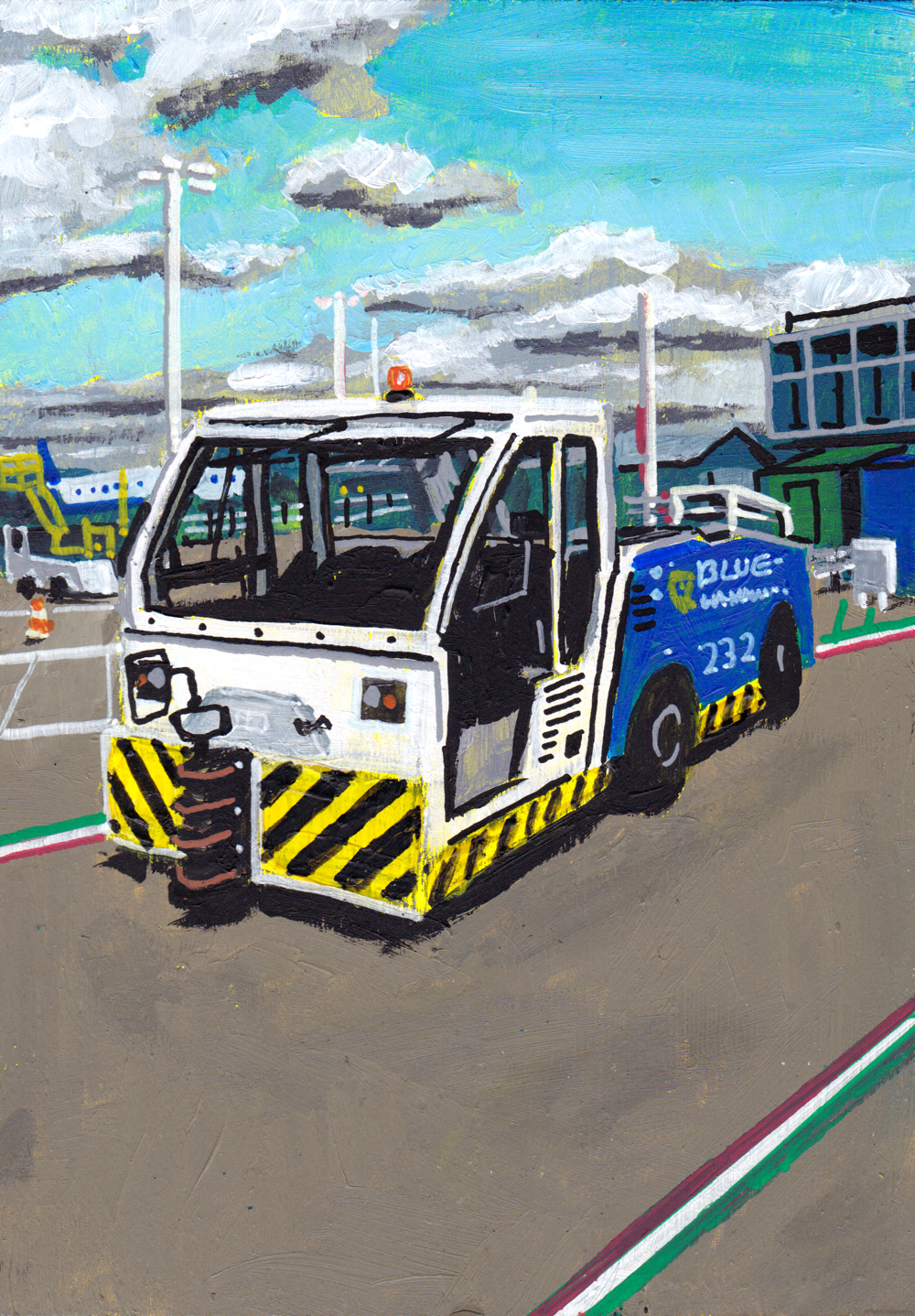 A5 Painting of Airport Vehicle 06 'I'm so tired of being wrong.'