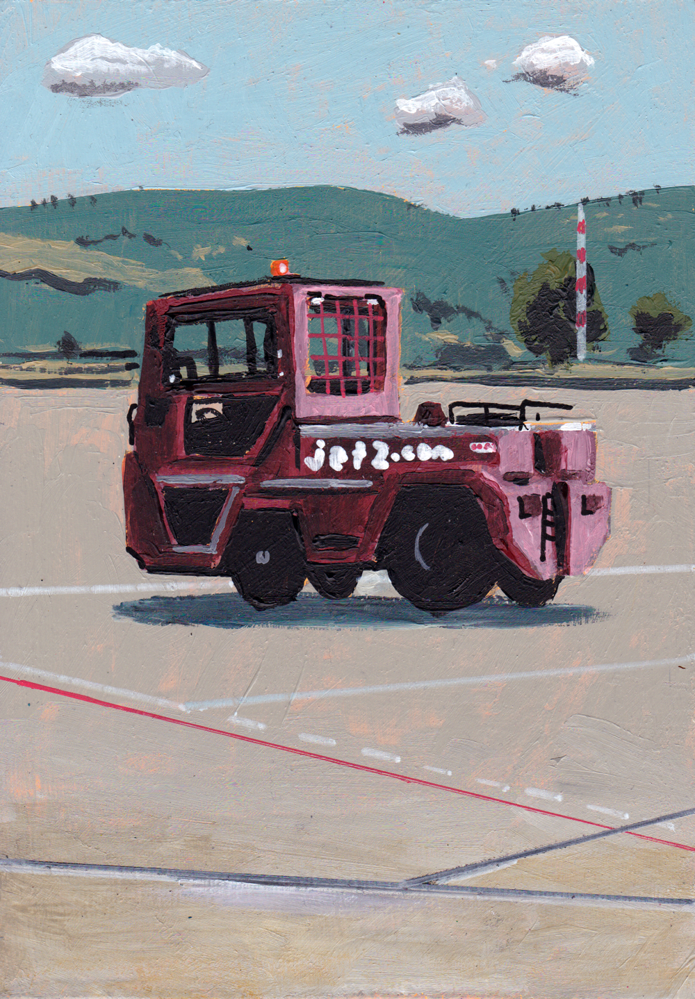 A5 Painting of Airport Vehicle 02 'I'll be here when you get back'