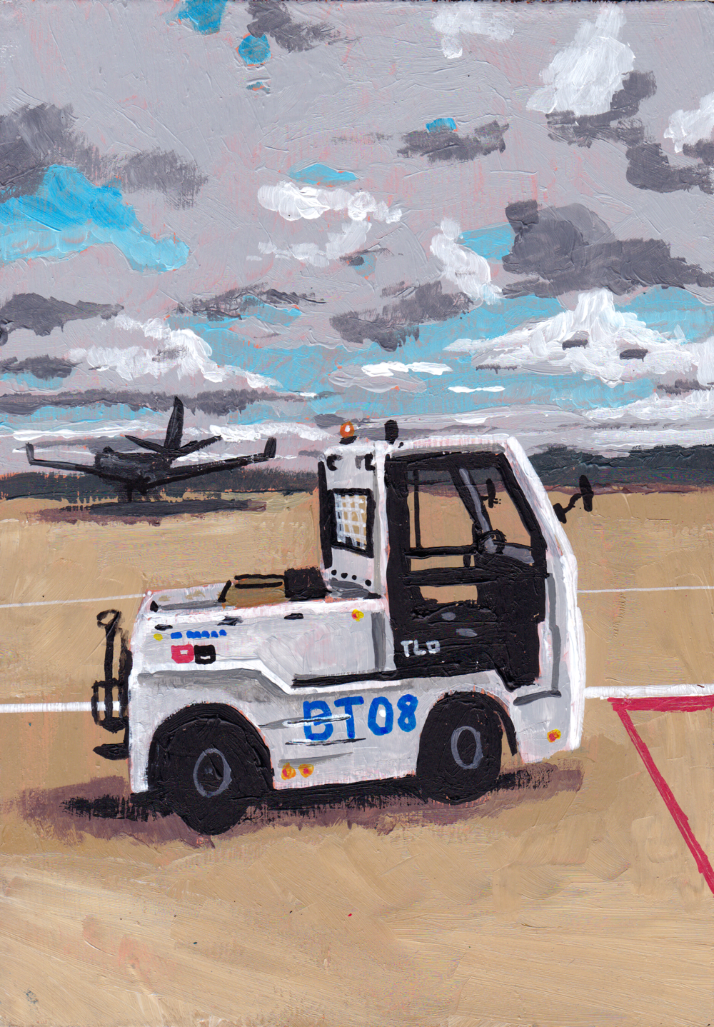 A5 Painting of Airport Vehicle 03 'Where were you?'