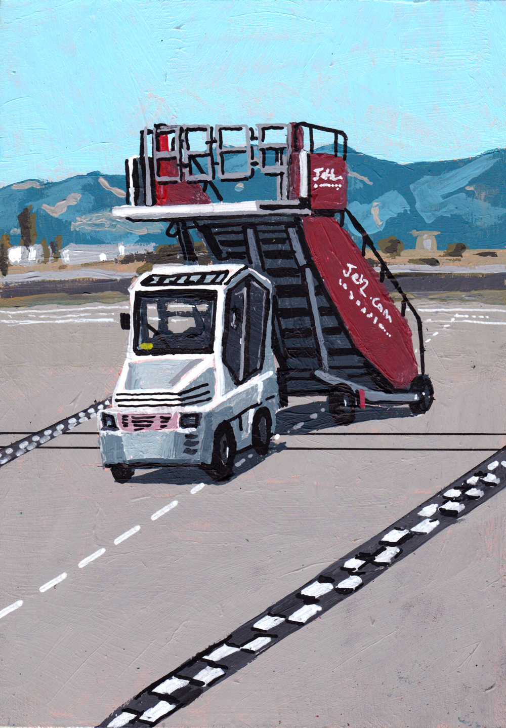 A5 Painting of Airport Vehicle 10 'You have never been a burden'