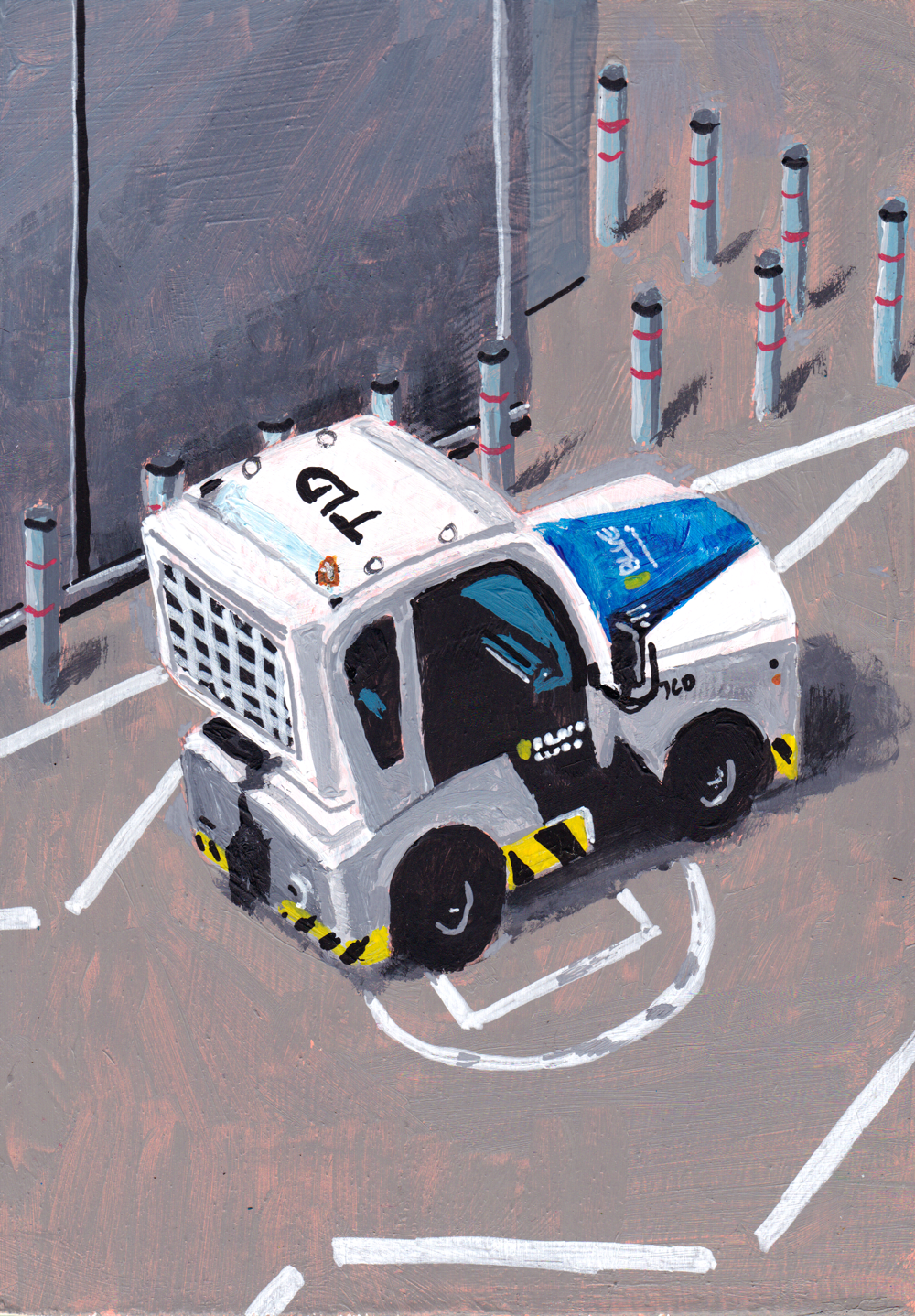 A5 Painting of Airport Vehicle 04 'Where can we hide?'