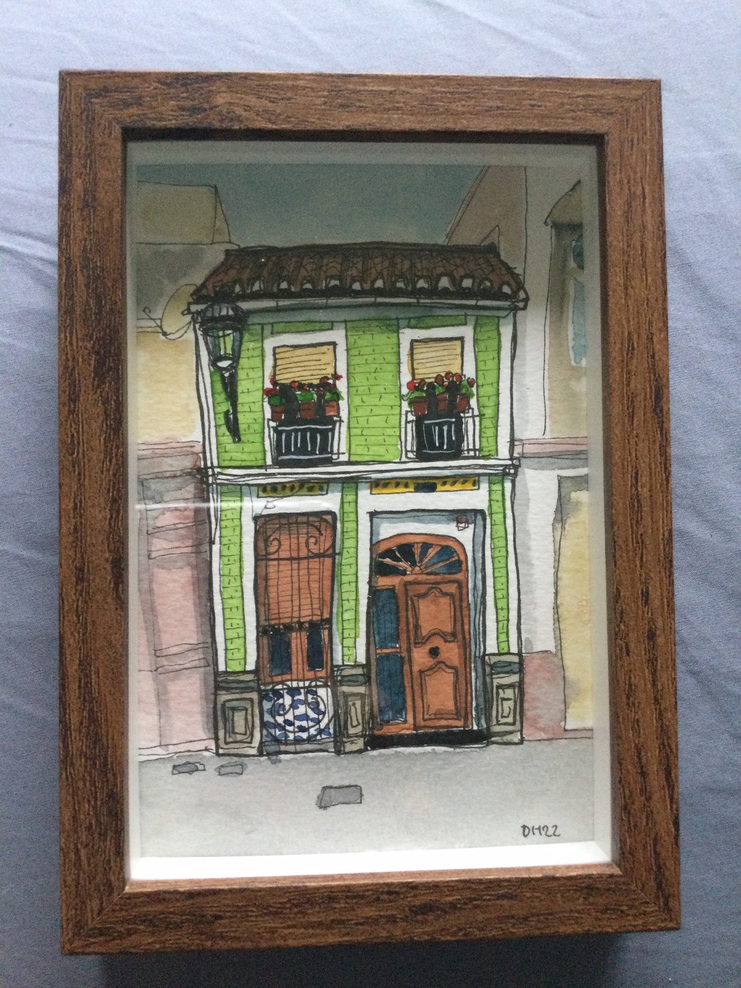 House in El Cabanyal, Valencia. #2. Postcard painting.