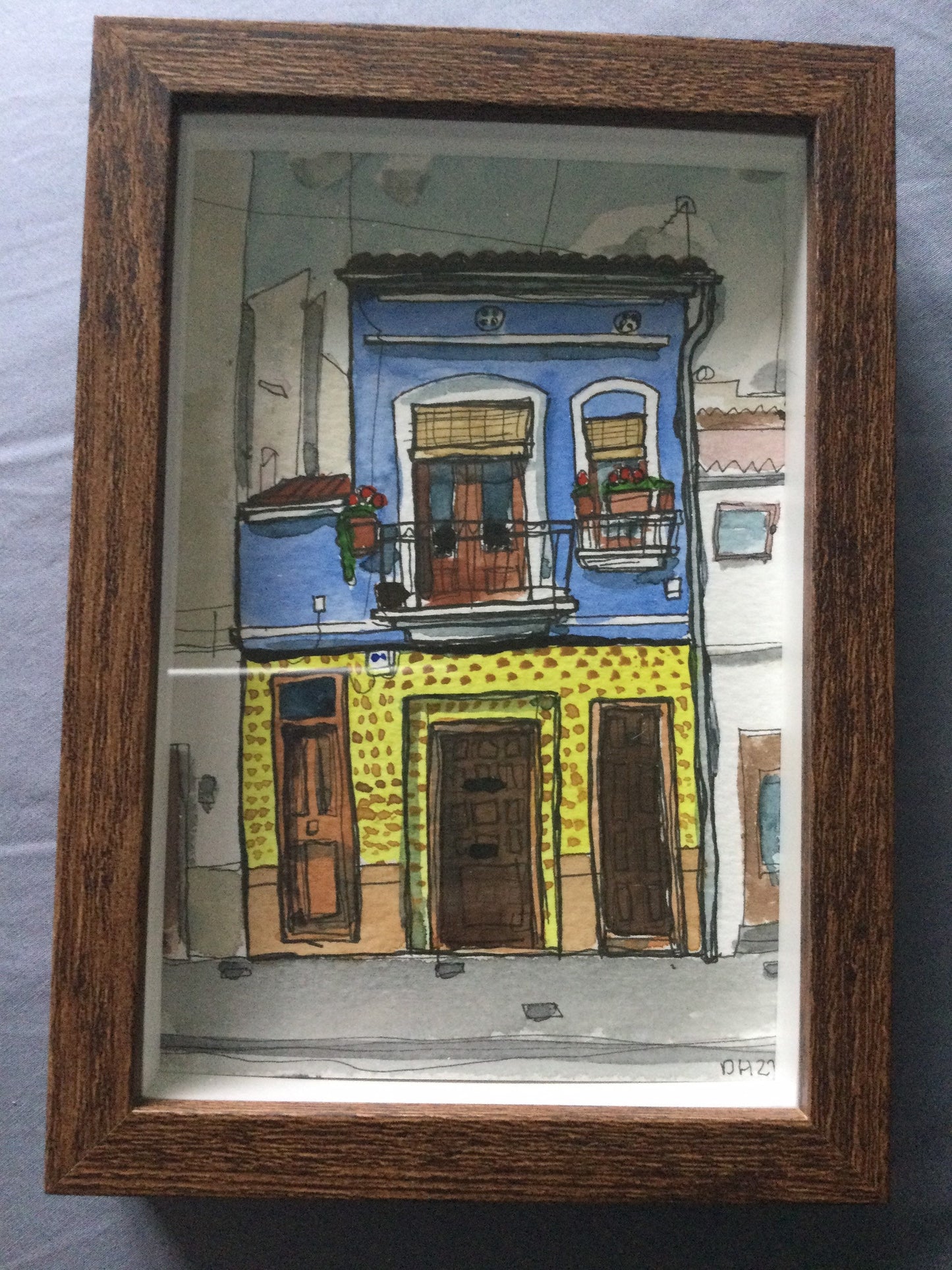 House in El Cabanyal, Valencia. #3. Postcard painting.