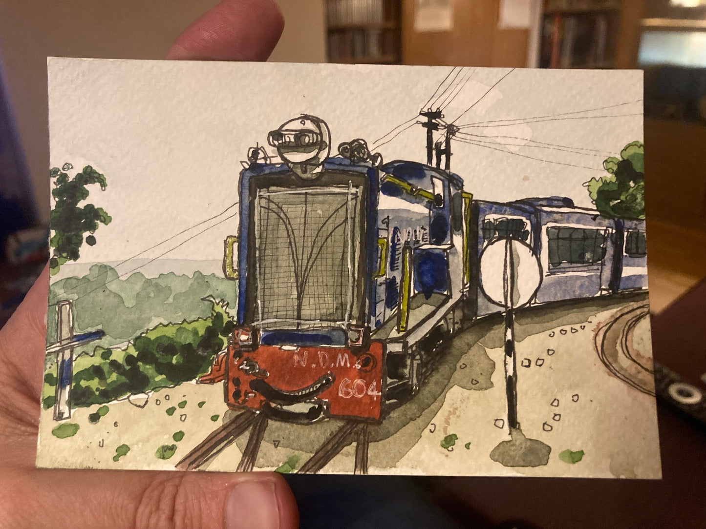 Darjeeling, India. Postcard painting 1