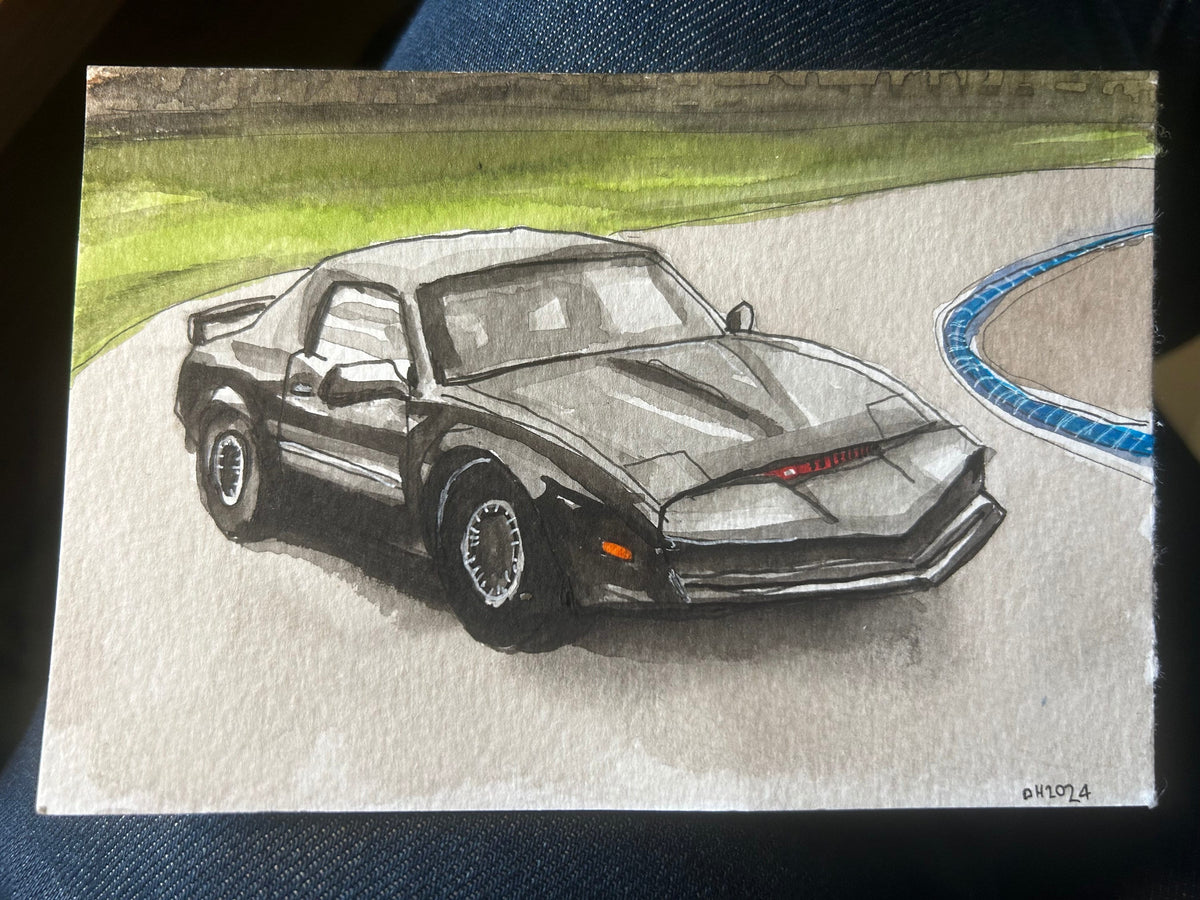 Postcard painting (A6) of KITT from Knight Rider