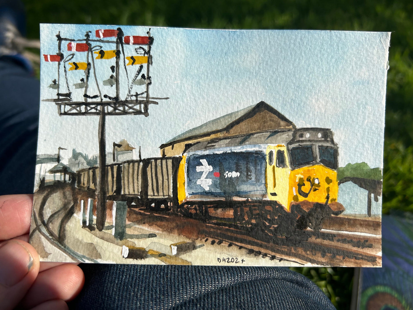Postcard painting of class 50 diesel train
