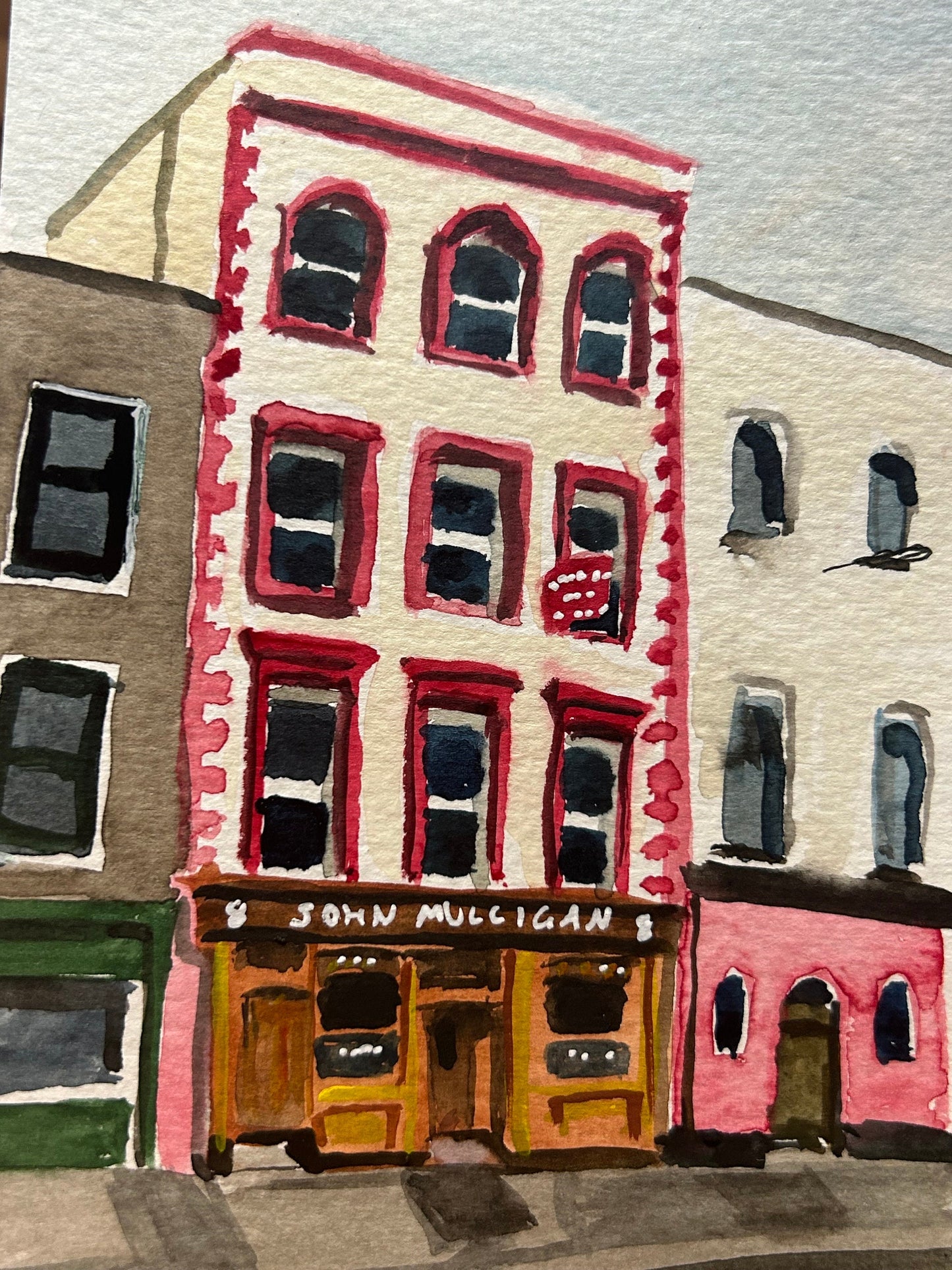 Postcard painting (A6) of John Mulligan’s pub in Dublin