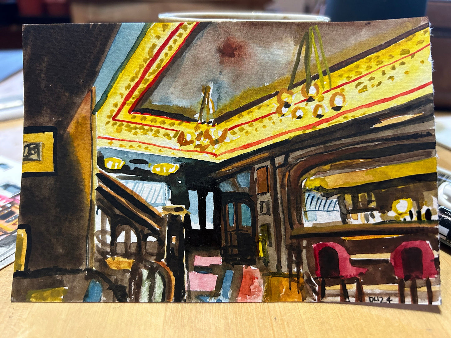 Postcard painting (A6) of J.R. Mahon’s pub in Dublin