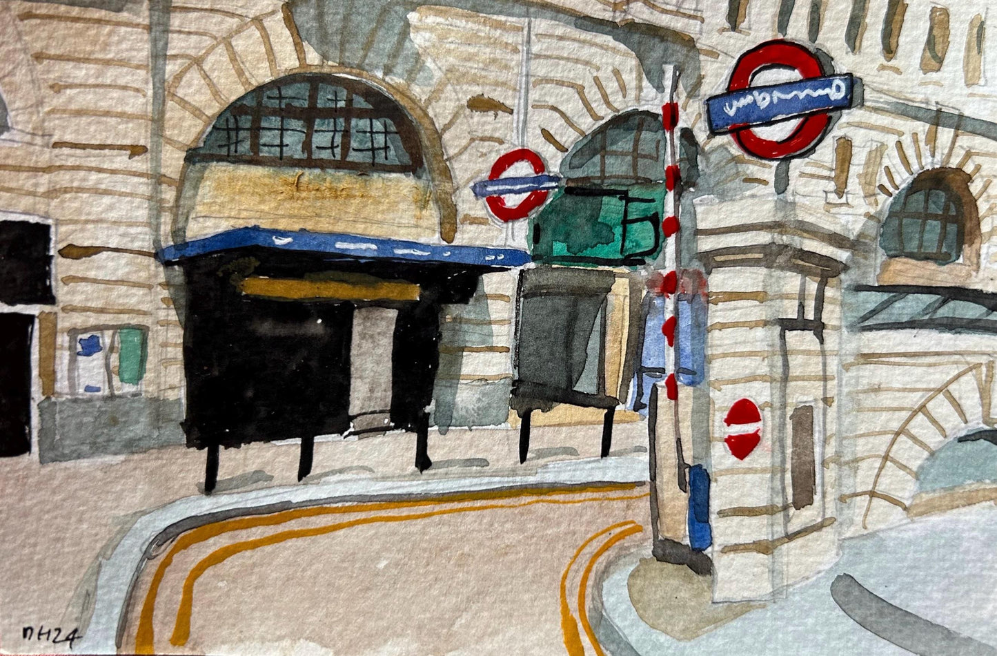 Baker Street underground station. Postcard painting.