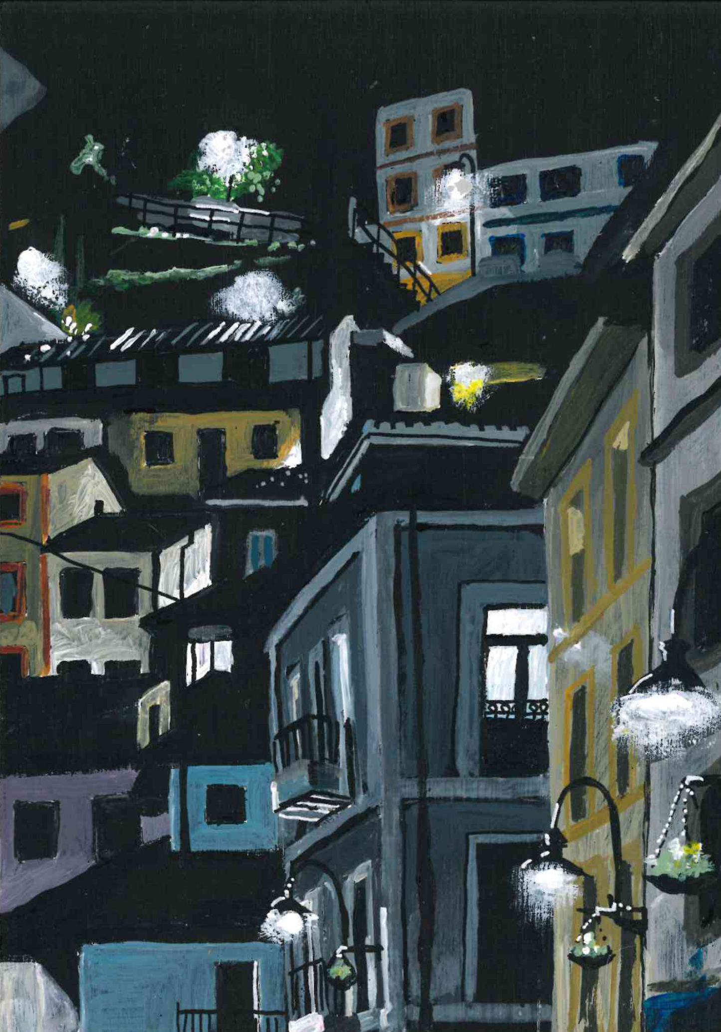 ‘Hardly ever at all’ A5 night painting. Acrylic on board. Framed. 2026