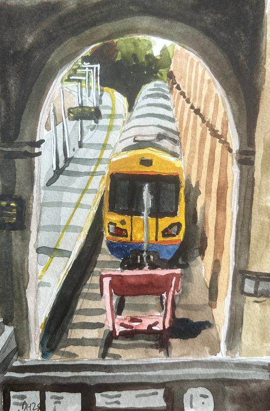 Crystal Palace Overground Station 1/3. London. Postcard painting. Watercolour.