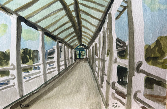 Hillingdon Underground Station. London. Postcard painting. Watercolour.