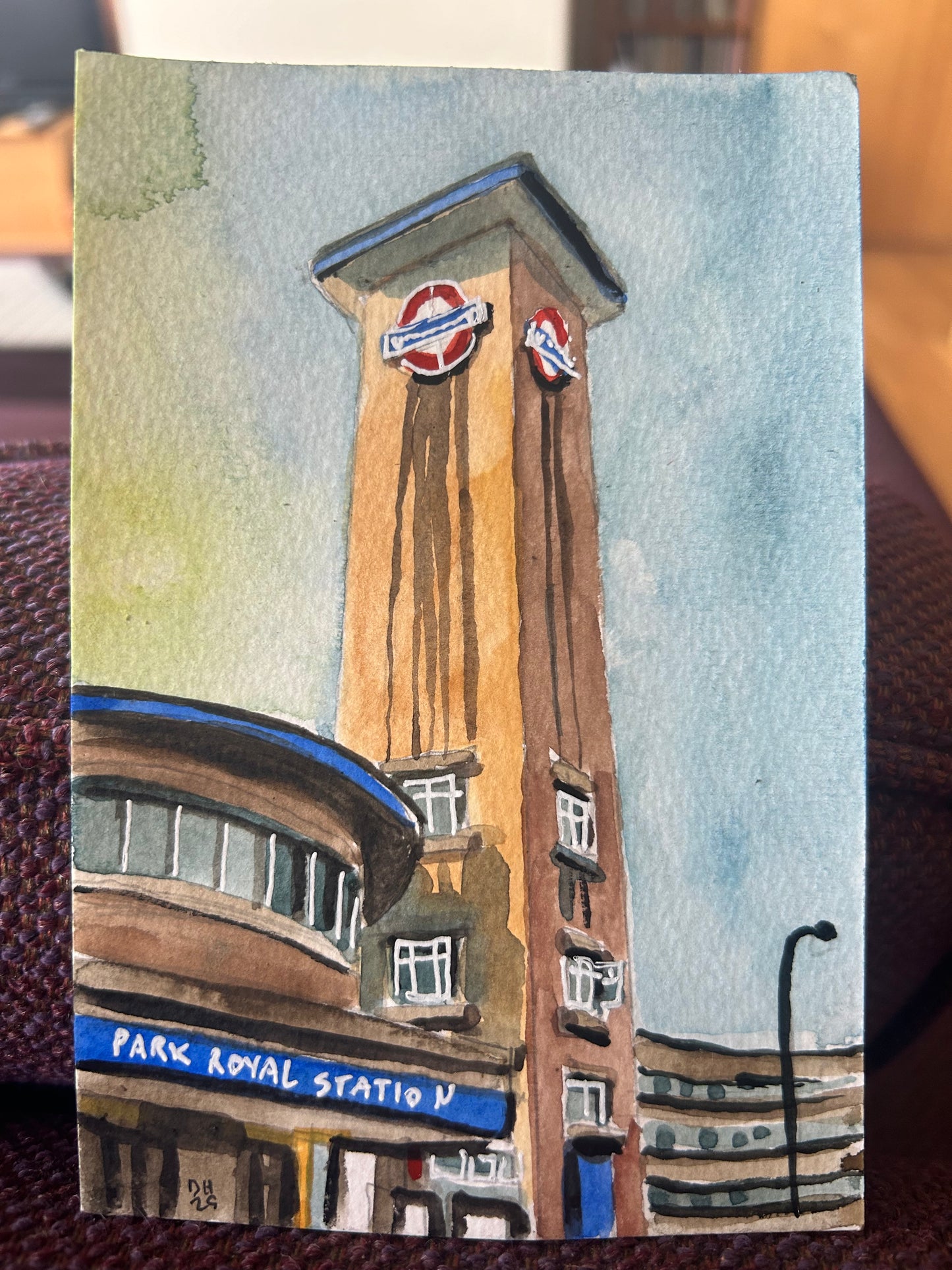 Park Royal Underground Station. (2) London. Postcard painting. Watercolour.
