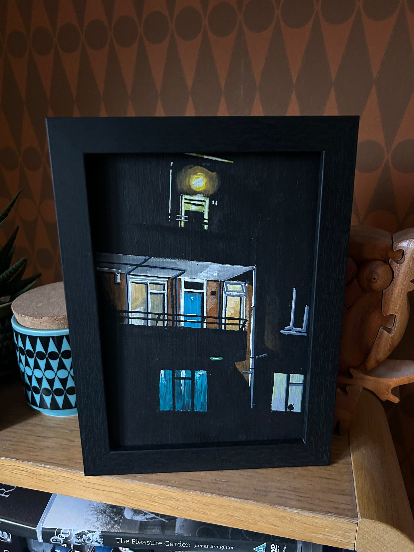 ‘I never pretended’ A5 night painting. Acrylic on board. Framed. 2025 26